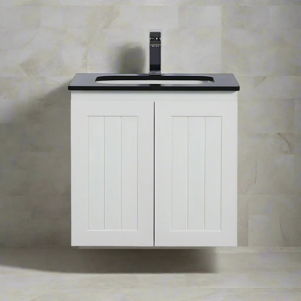 ACACIA SHAKER Matte White PVC Wall Hung Vanity 600 Poseidon