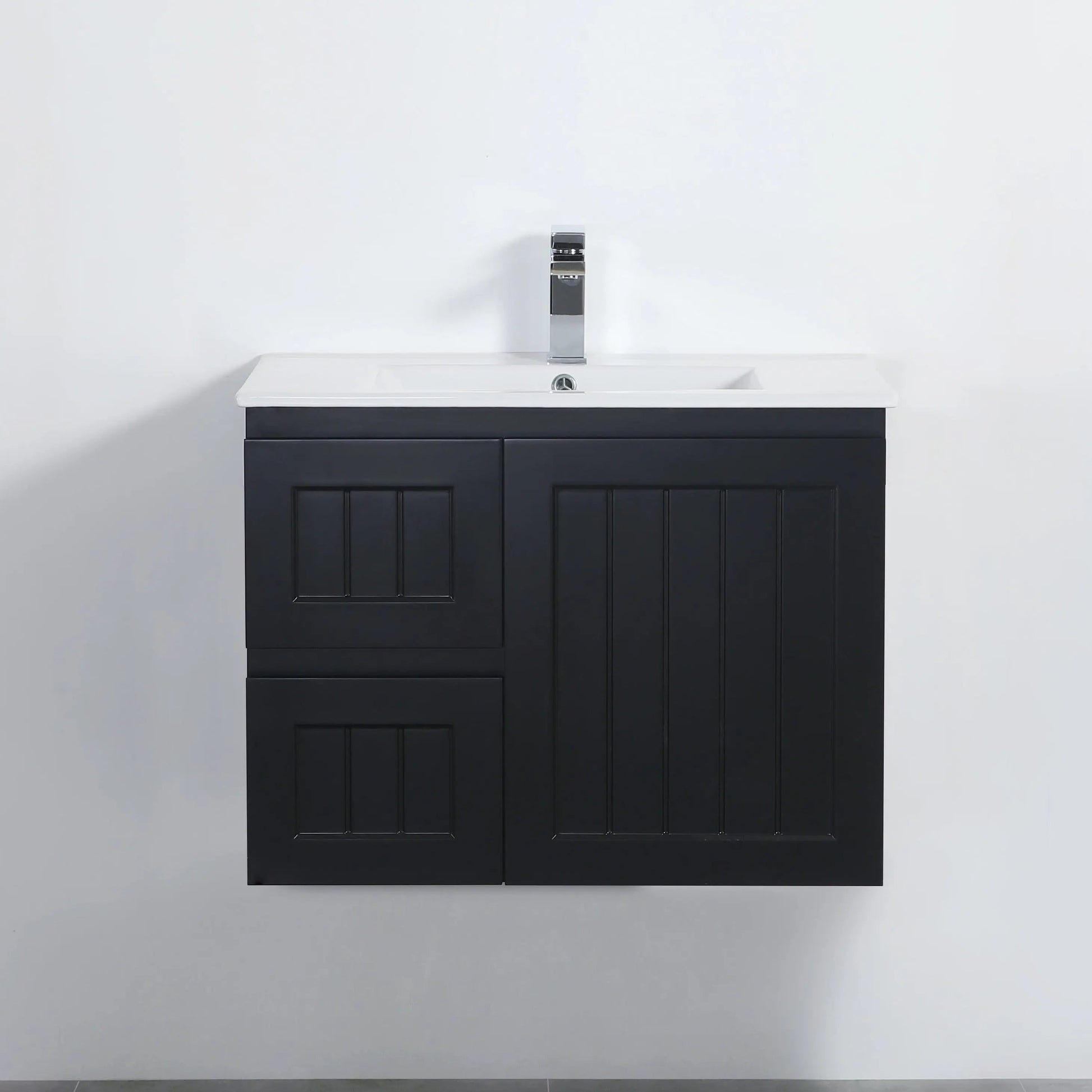 ACACIA SHAKER Matte Black PVC Wall Hung Vanity 750 Poseidon