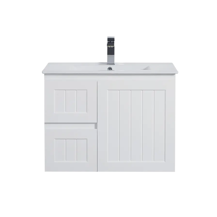 ACACIA SHAKER Matte White PVC Wall Hung Vanity 750 Poseidon
