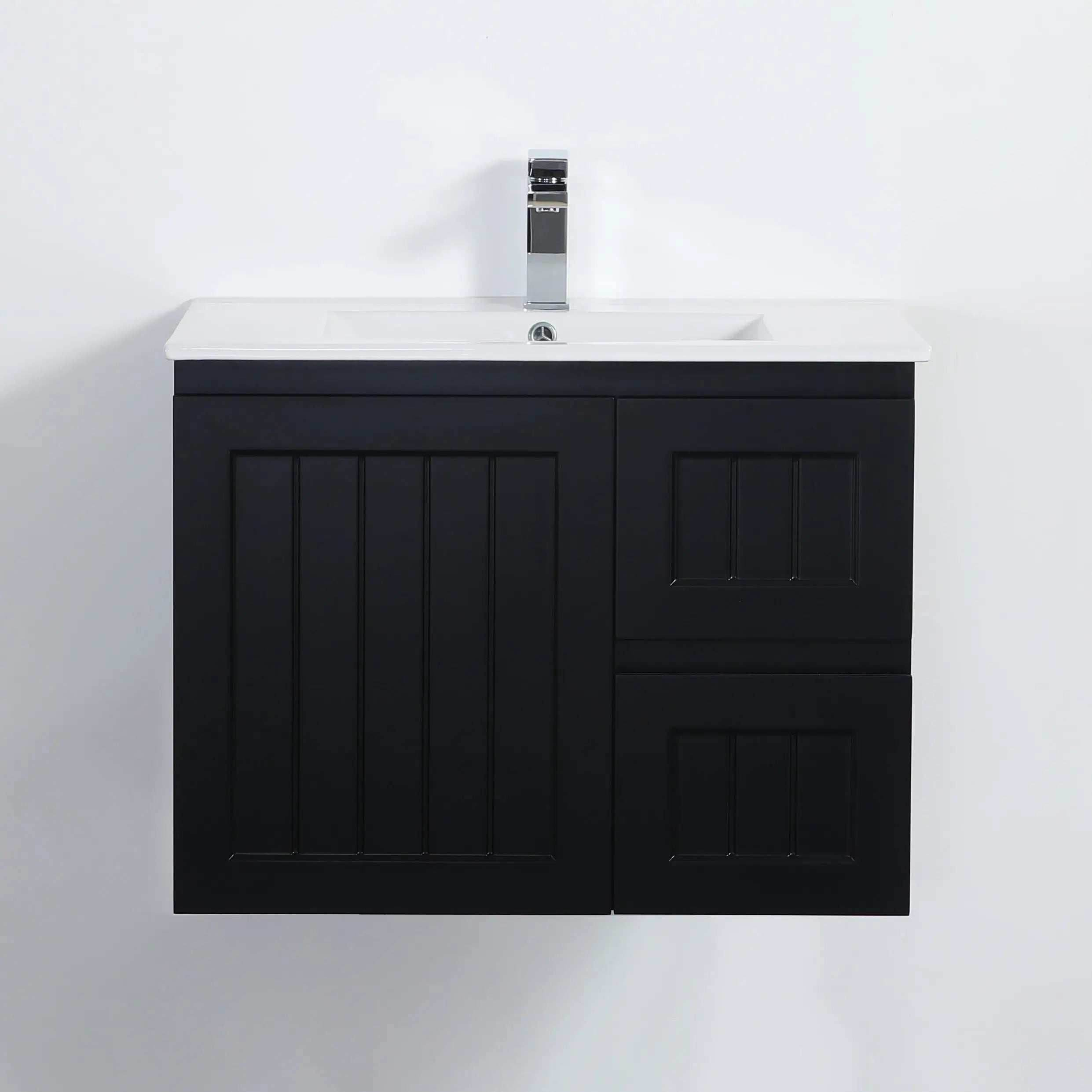 ACACIA SHAKER Matte Black PVC Wall Hung Vanity 750 Poseidon