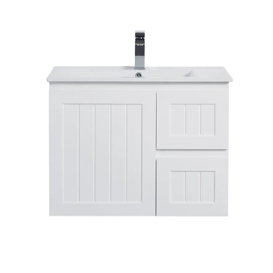 ACACIA SHAKER Matte White PVC Wall Hung Vanity 750 Poseidon