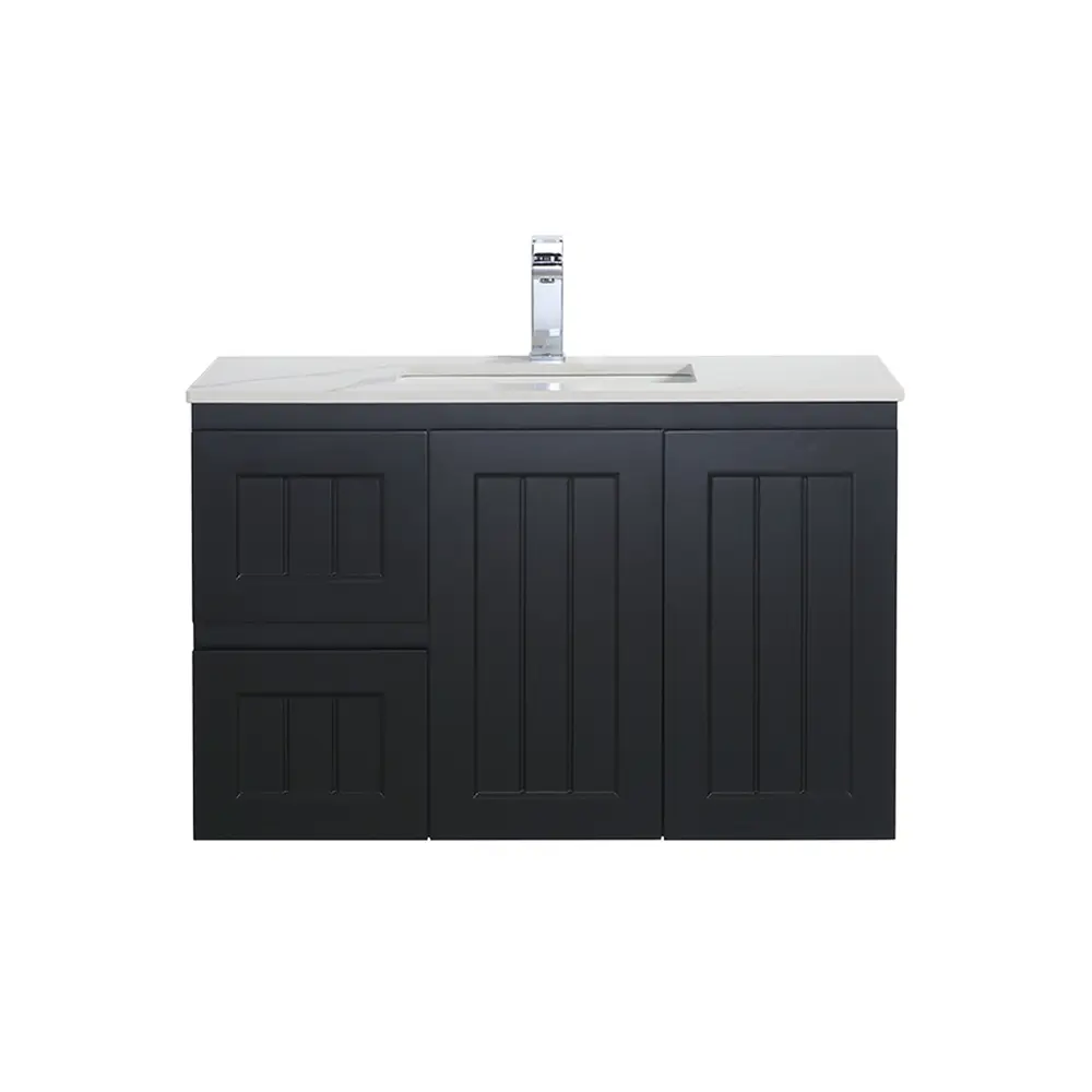 ACACIA SHAKER PVC Wall Hung Vanity 900 (Matte Black) Poseidon