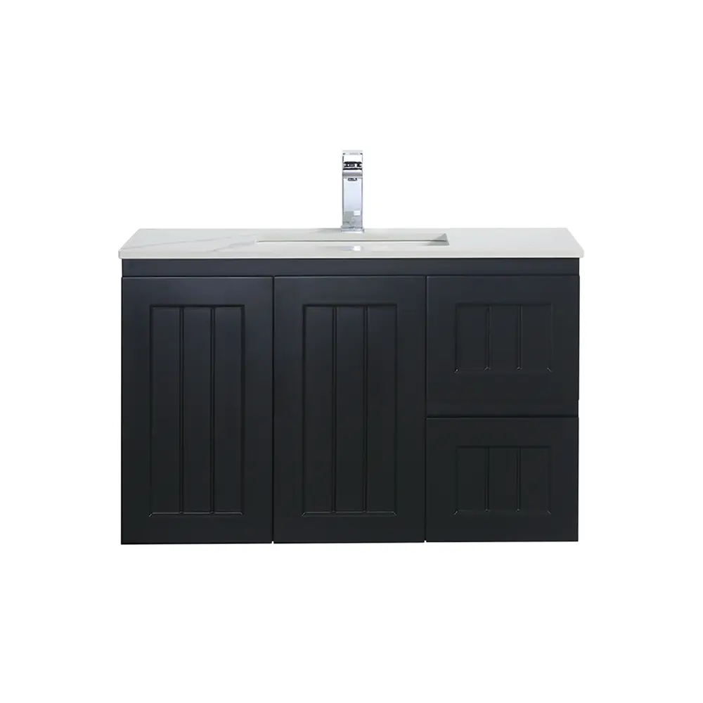 ACACIA SHAKER PVC Wall Hung Vanity 900 (Matte Black) Poseidon