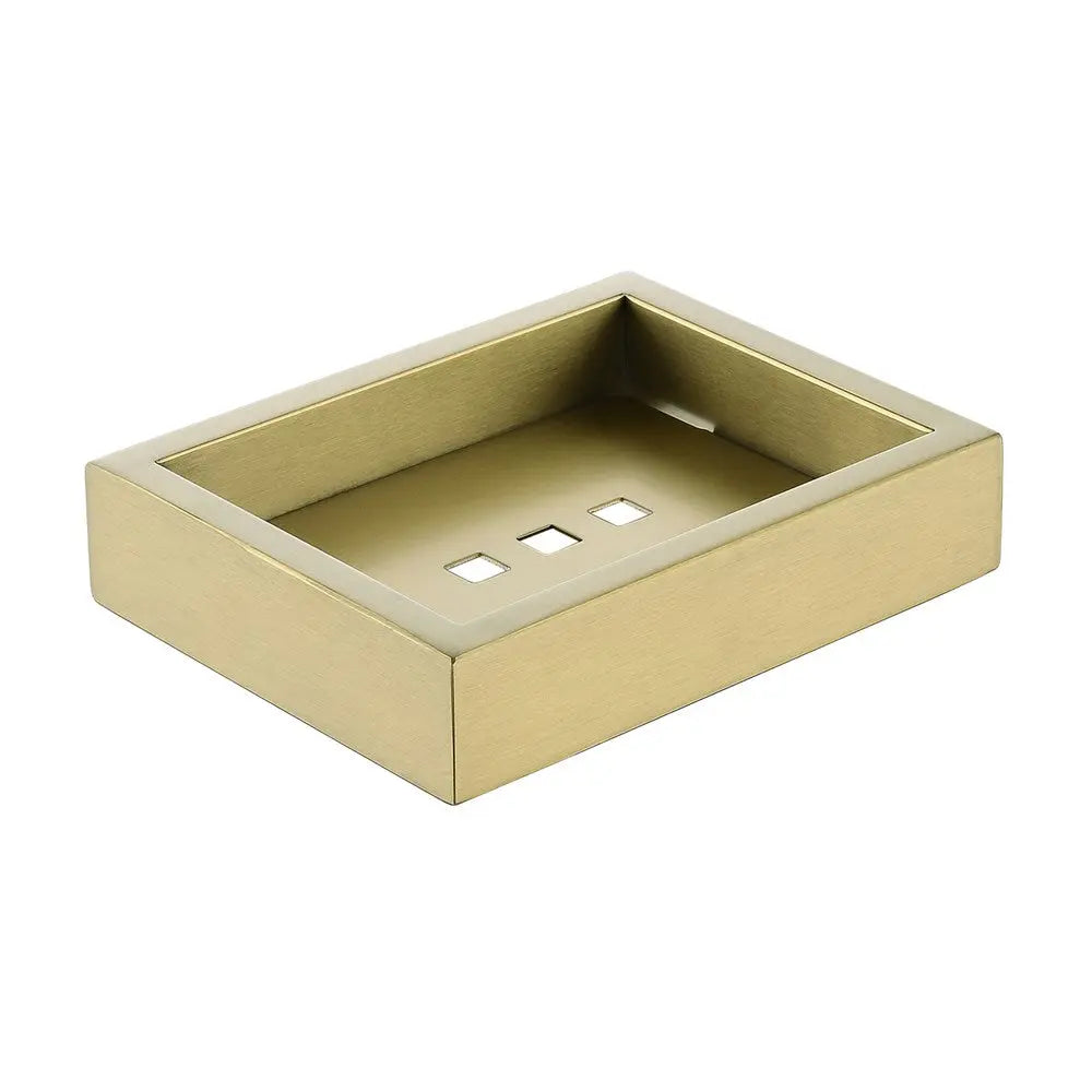 Cavallo Brushed Yellow Gold Square Soap Dish Aquaperla