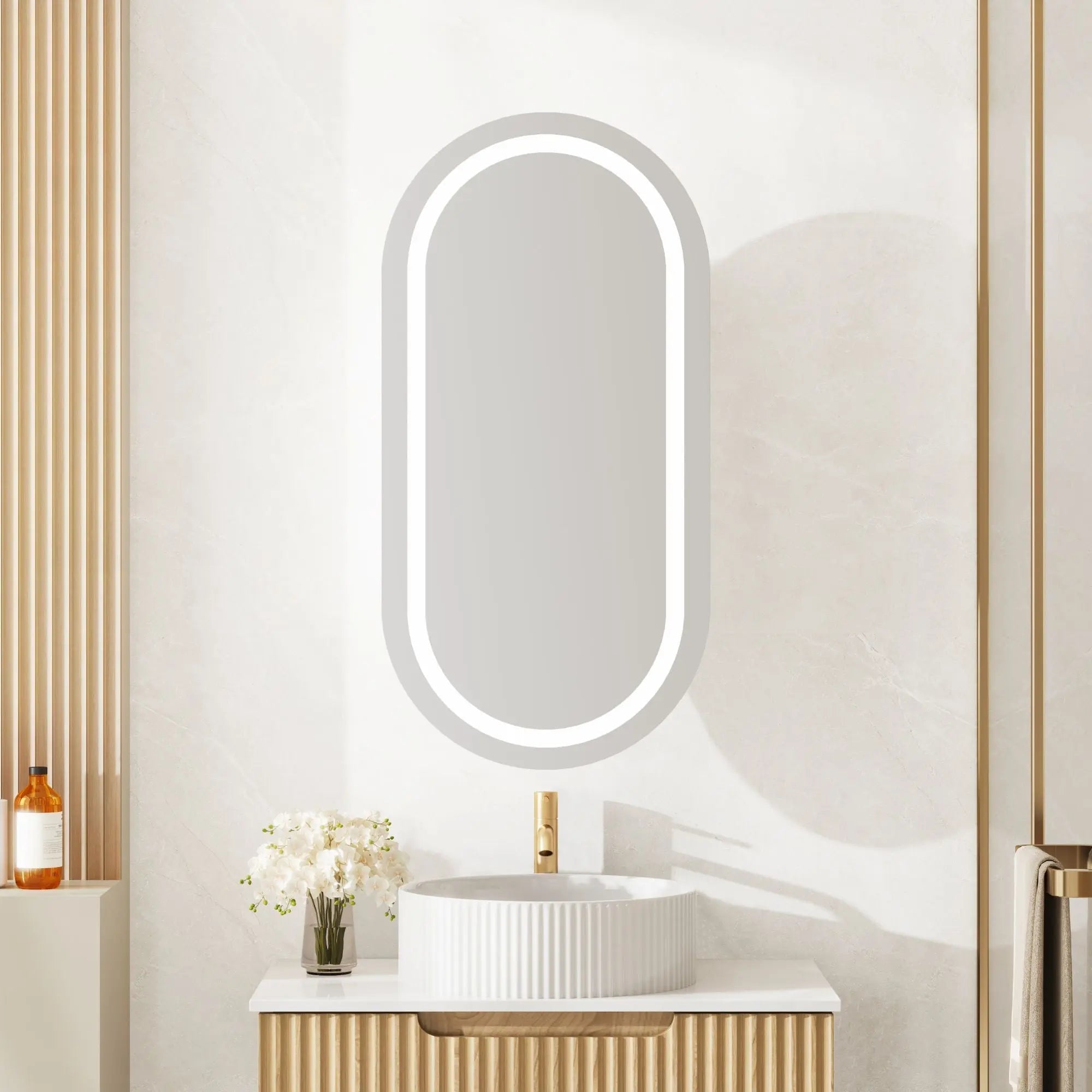 Athena 450 x 900mm LED Oval Shaving Cabinet mercioaustralia