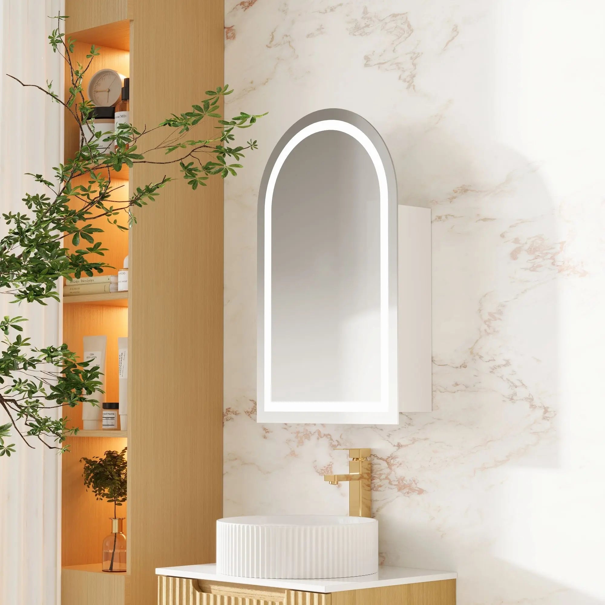 Athena 500 x 900mm LED Arch Shaving Cabinet mercioaustralia