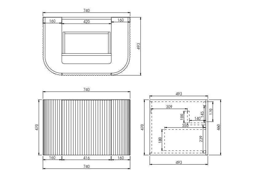 POS AVALON Wall Hung Vanity Matte Black (All Sizes) Poseidon
