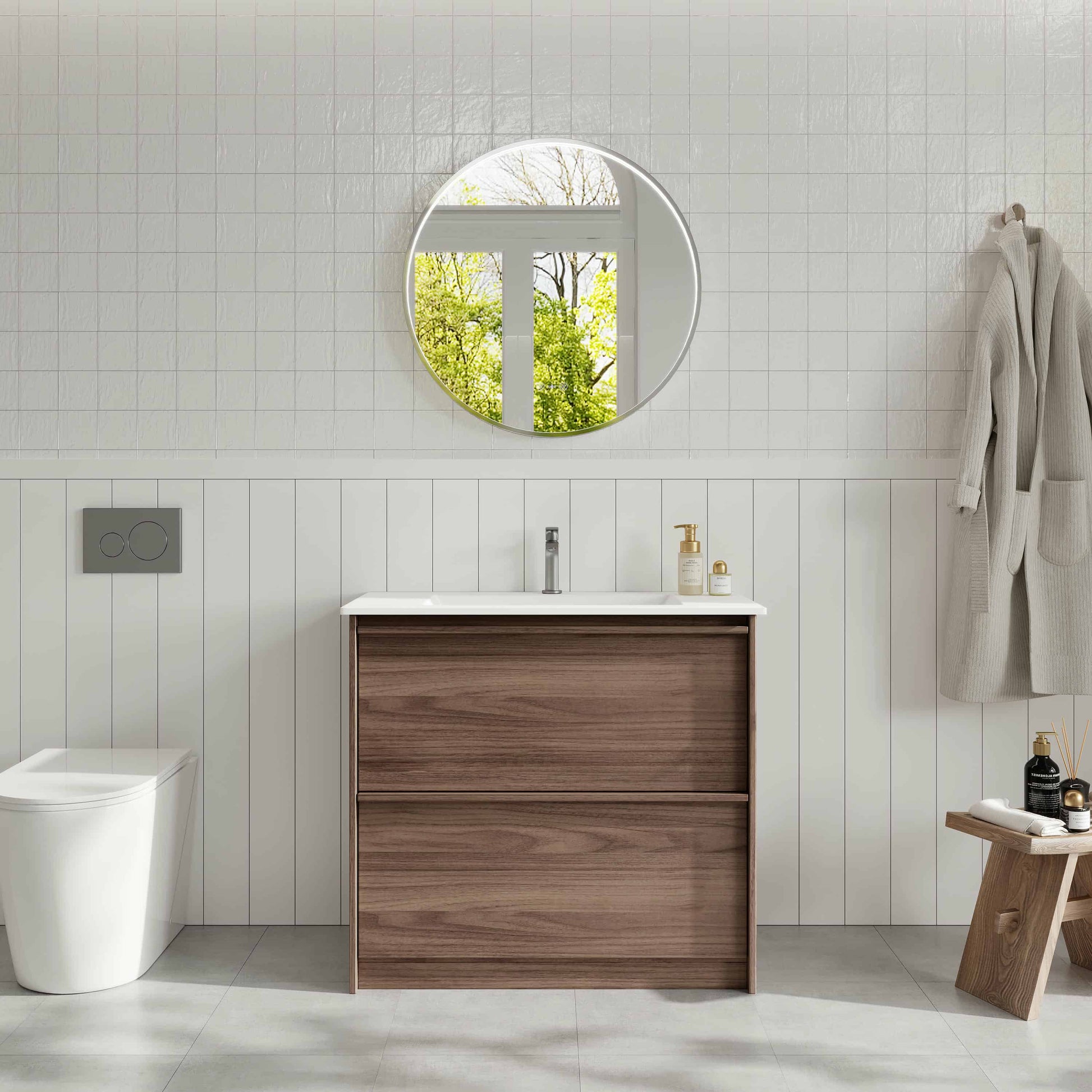 Bella 900mm Freestanding Cabinet - Notaio Walnut mercioaustralia