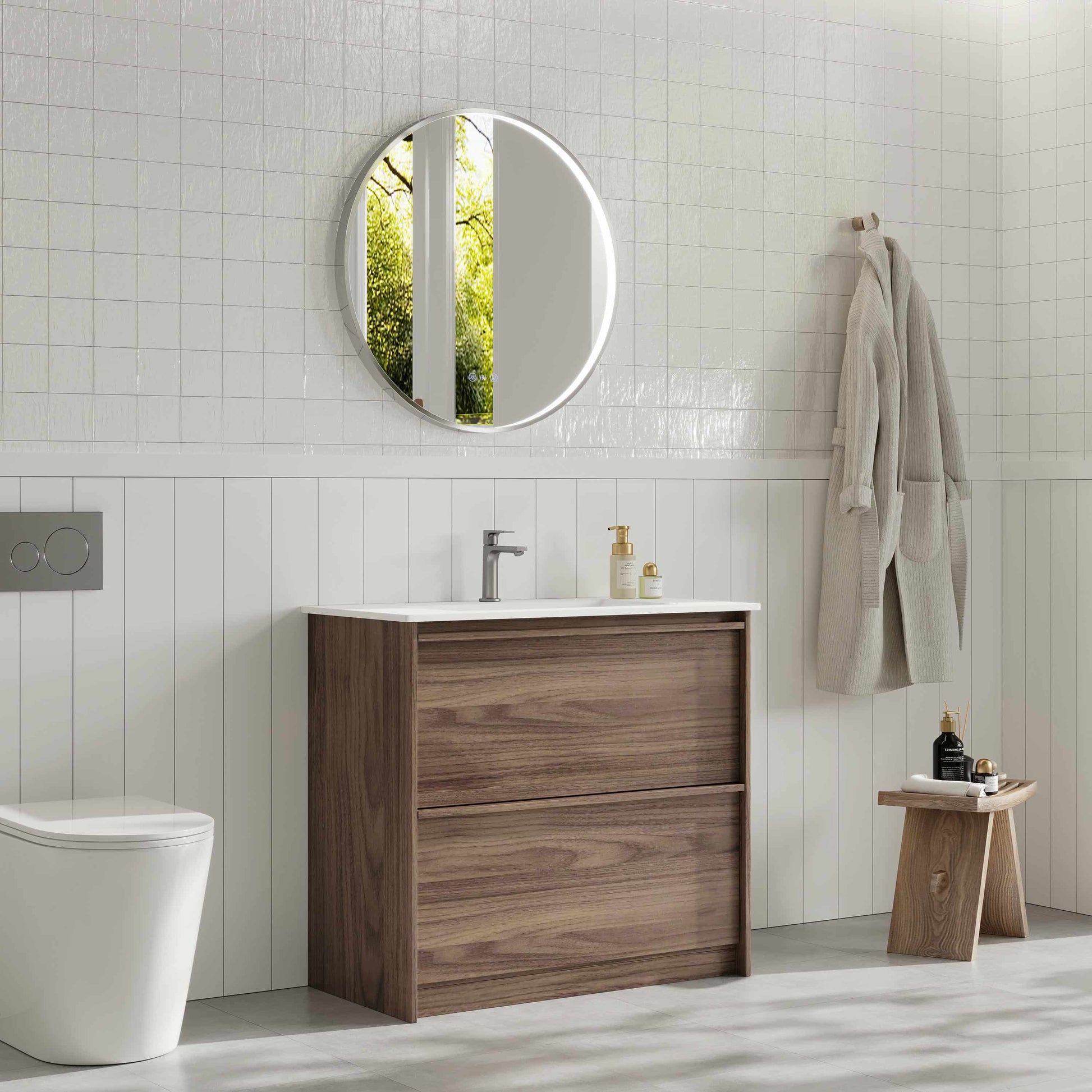 Bella 900mm Freestanding Cabinet - Notaio Walnut mercioaustralia