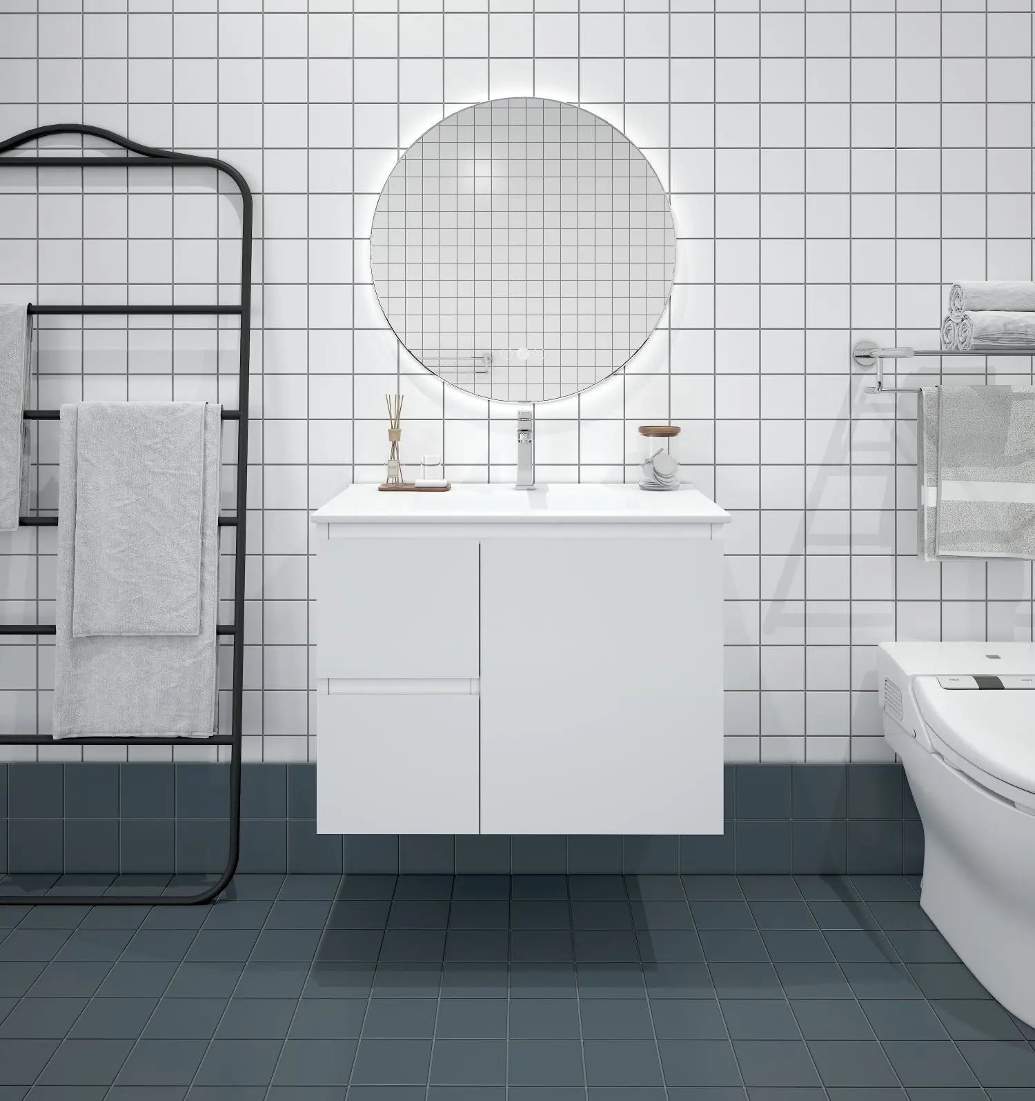 BIANCA 750mm MDF Wall-Hung Vanity (LHD) mercioaustralia