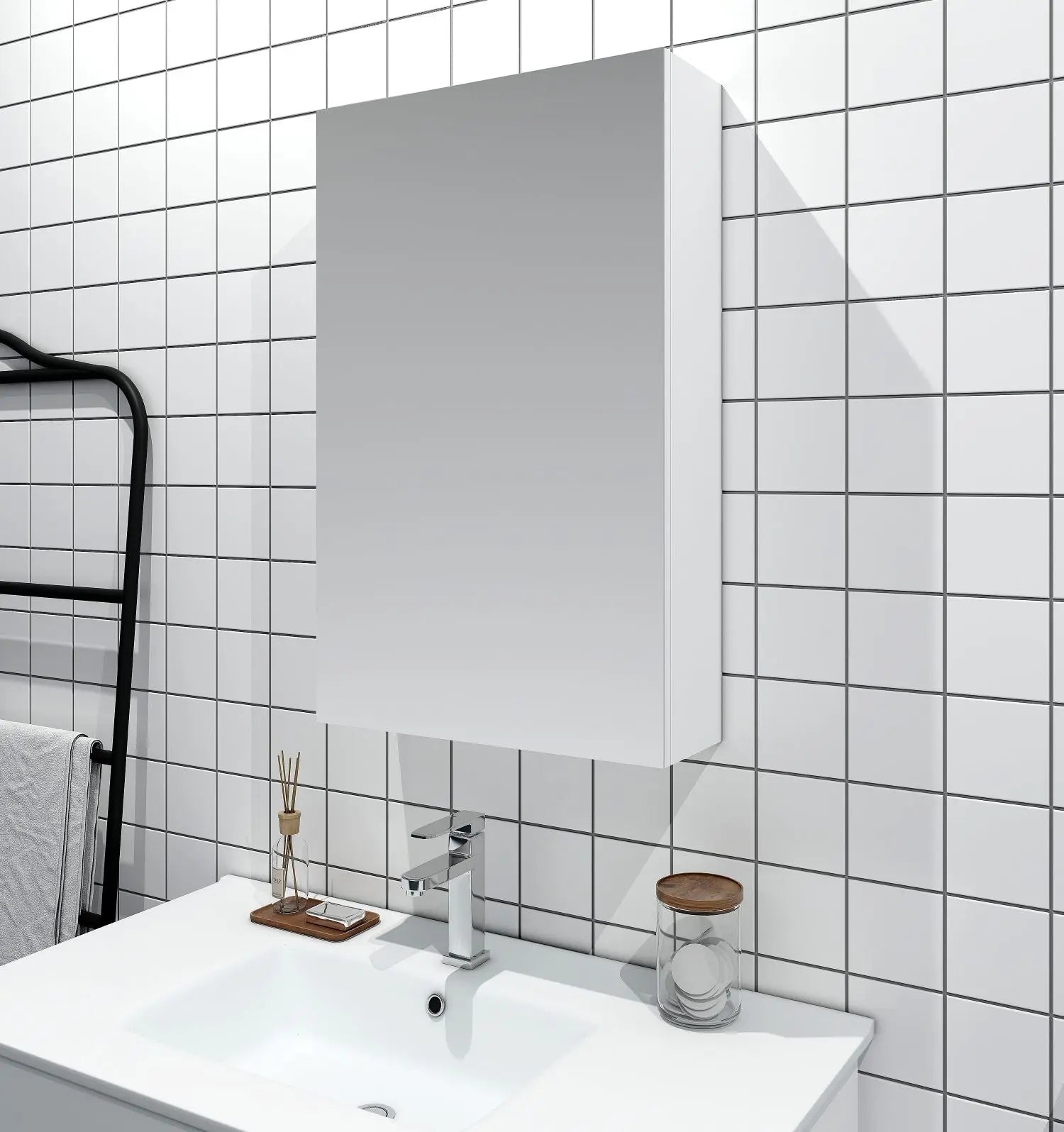 MDF Shaving Cabinet 450mm - Gloss White mercioaustralia