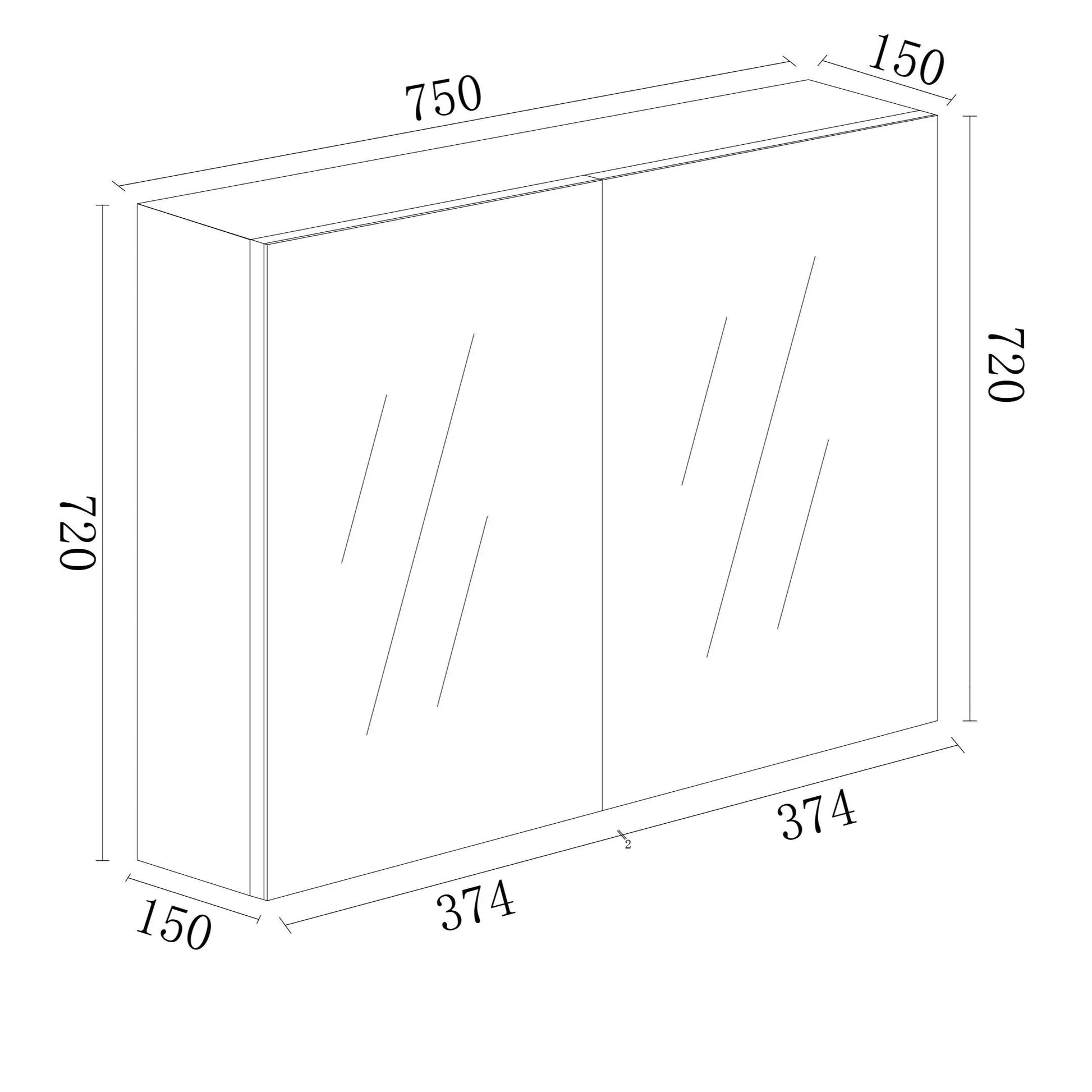 MDF Shaving Cabinet 750mm - Gloss White mercioaustralia