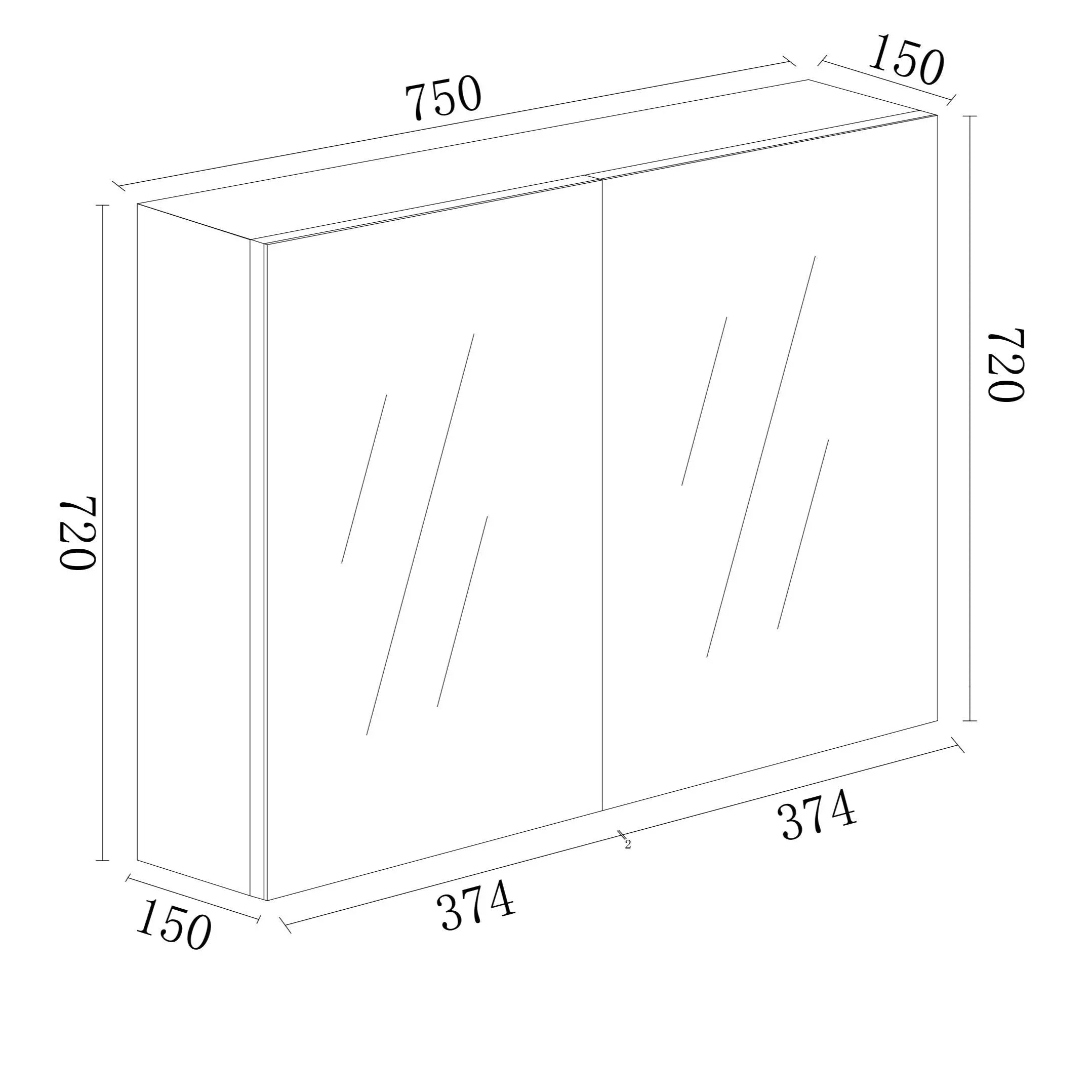 MDF Shaving Cabinet 750mm - Gloss White mercioaustralia