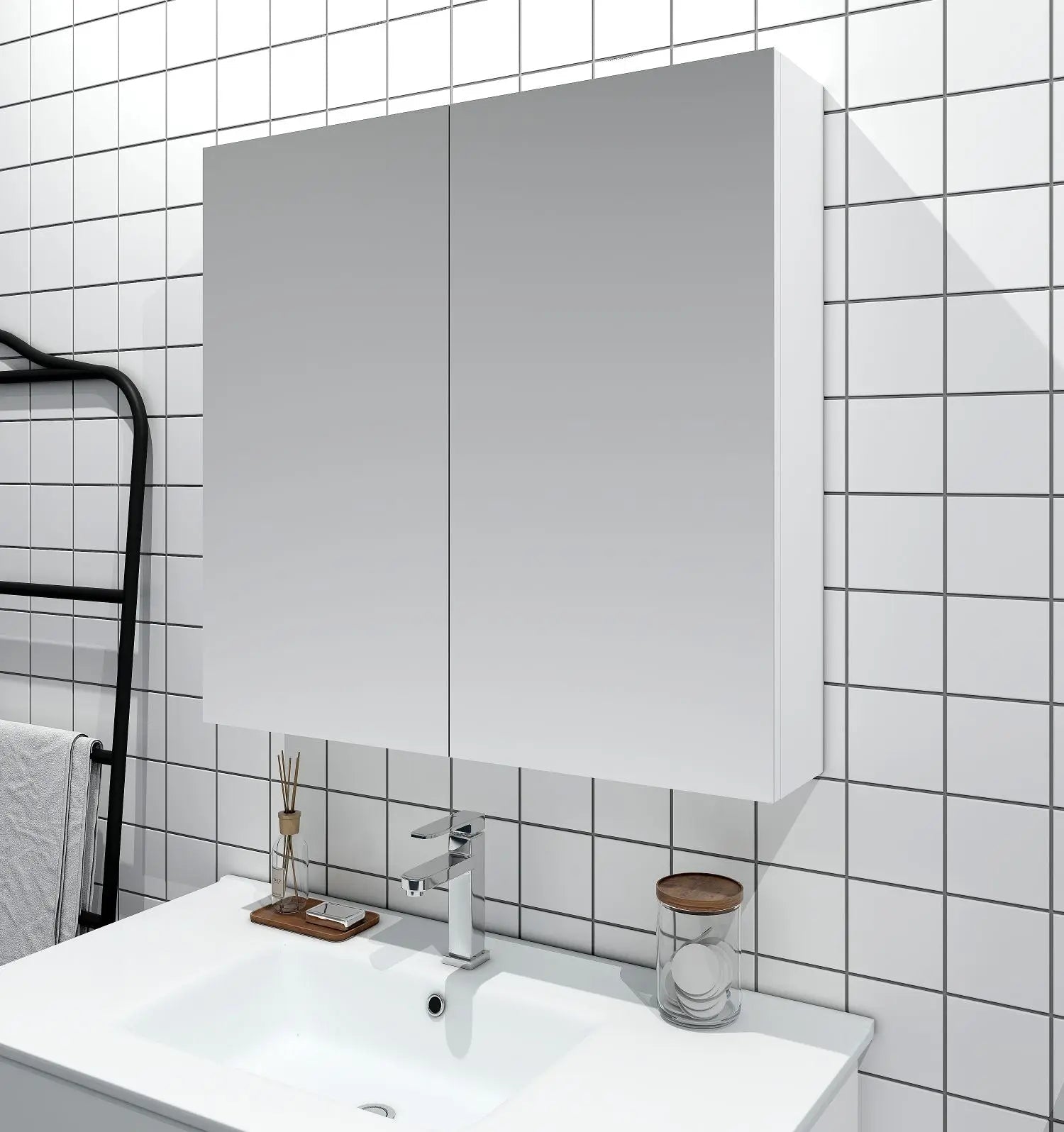 PVC Shaving Cabinet 900mm - Gloss White mercioaustralia