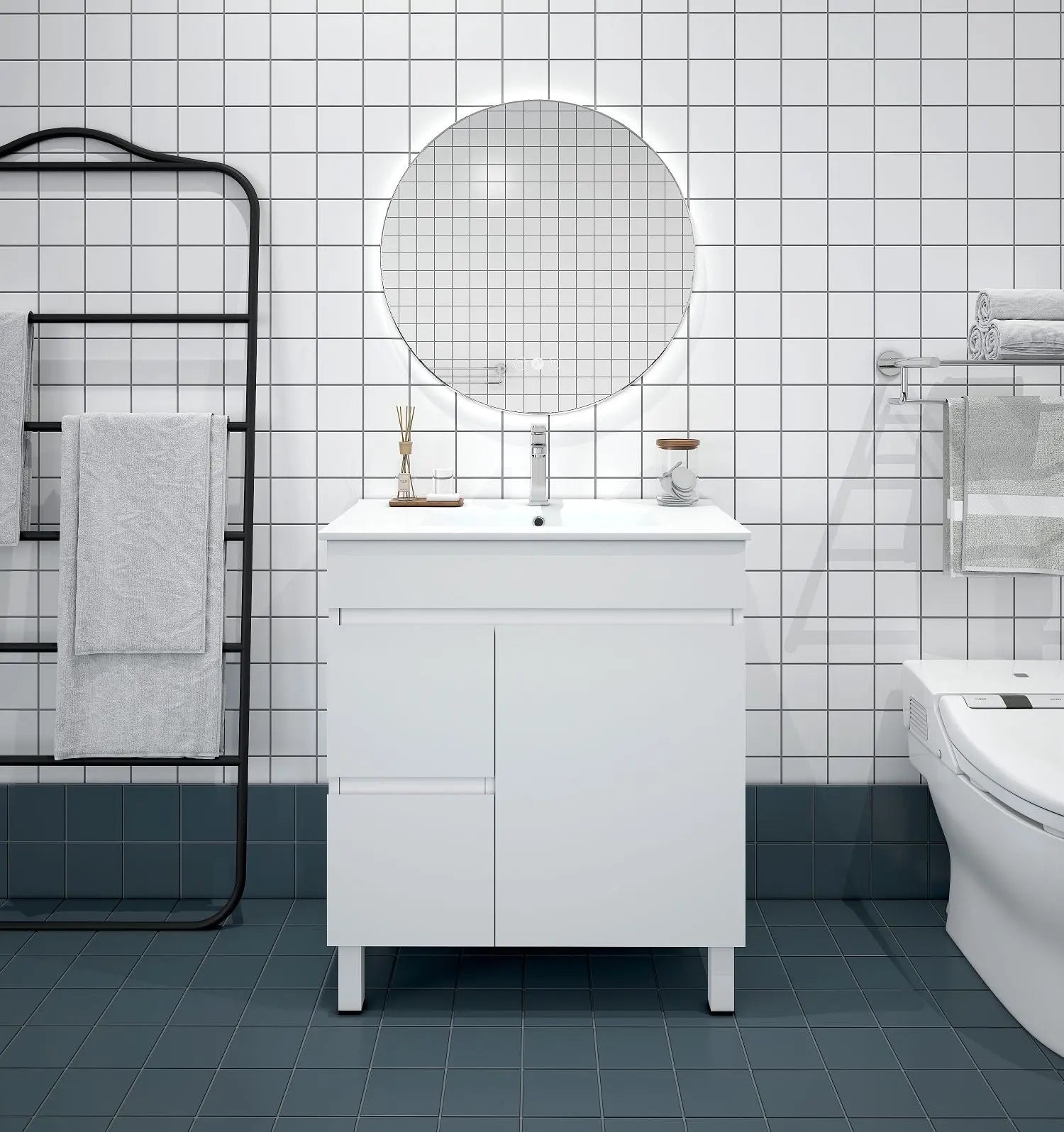 BIANCA 750mm PVC Freestanding Vanity (LHD) mercioaustralia