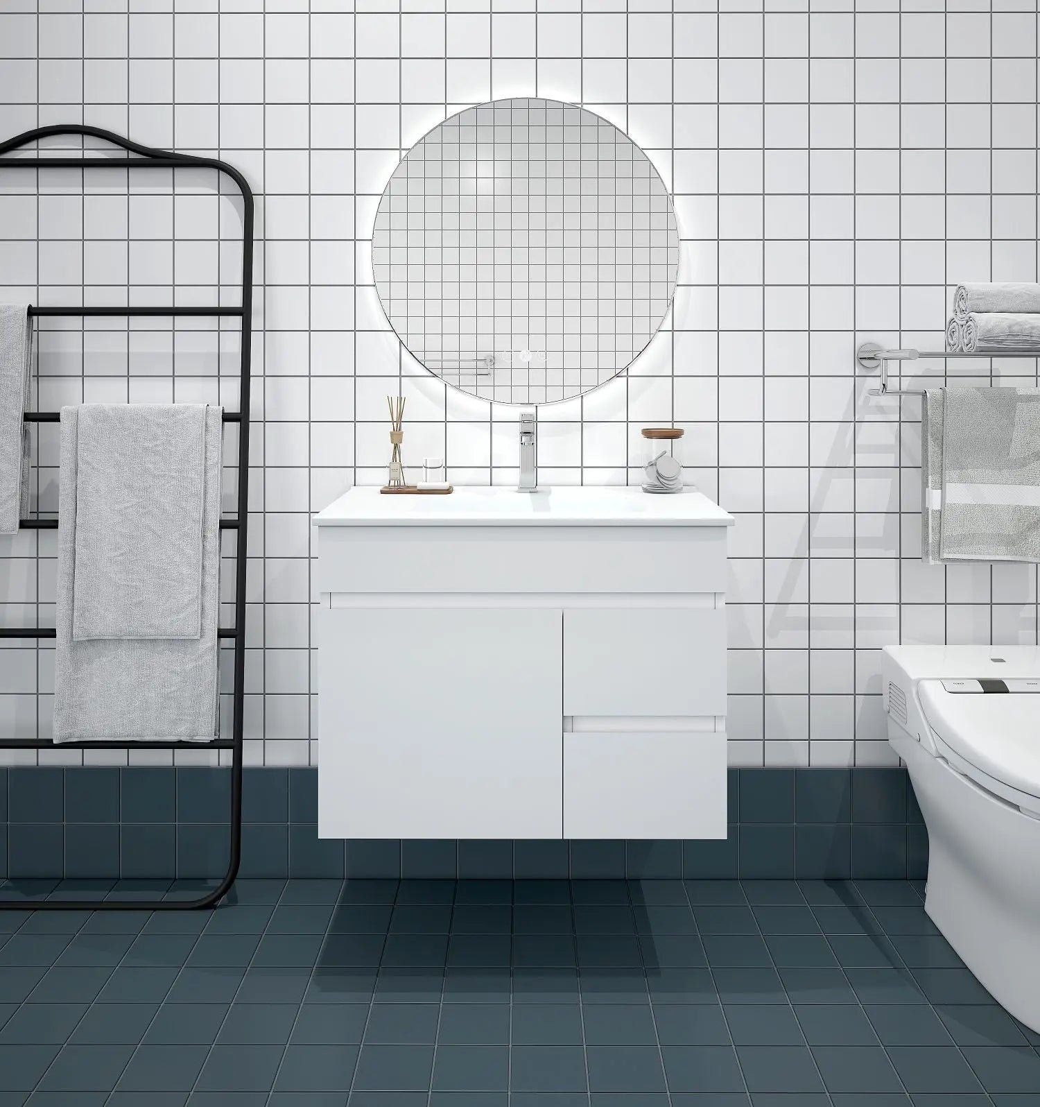 BIANCA 750mm PVC Wall-Hung Vanity (RHD) mercioaustralia