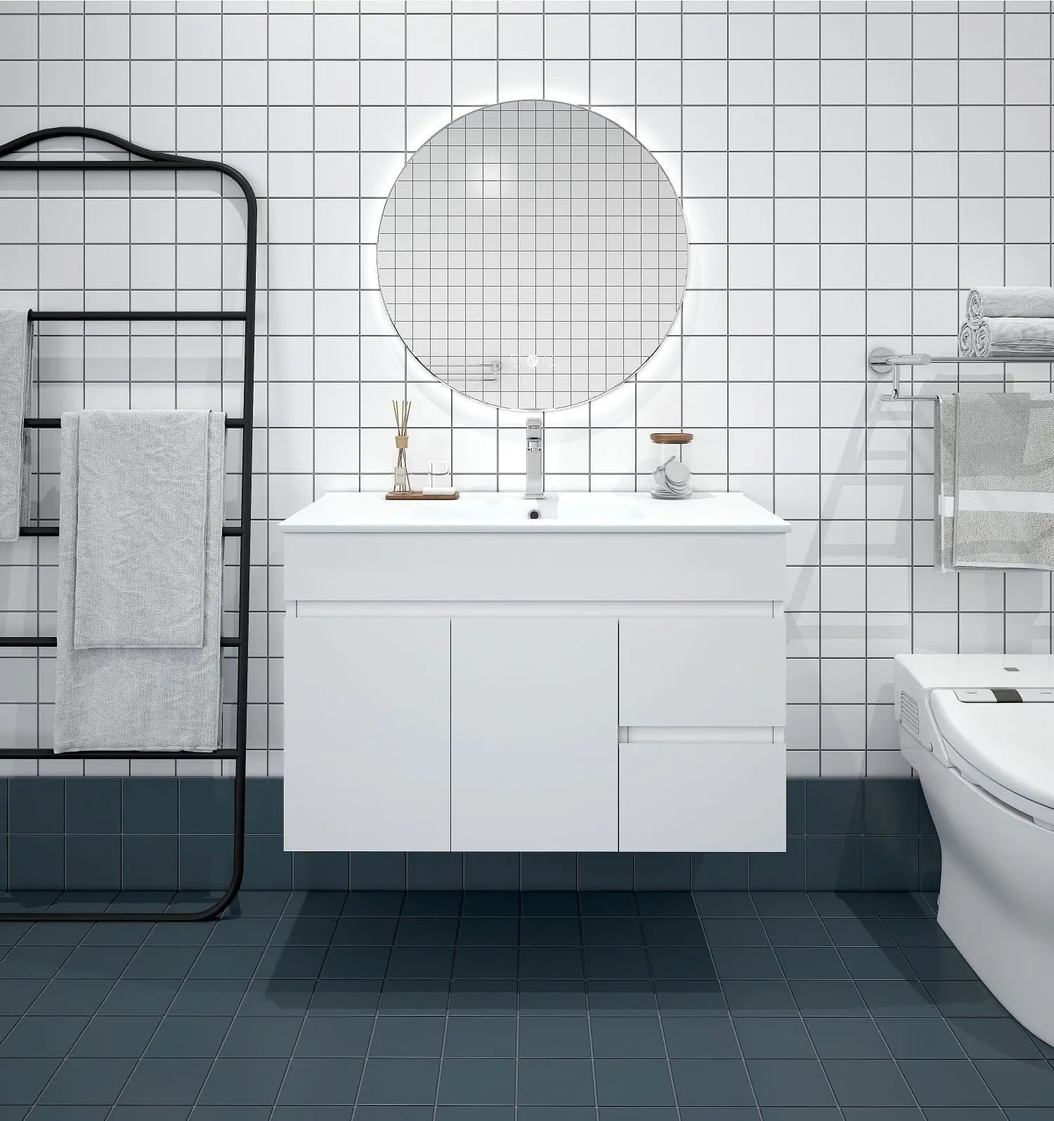BIANCA 900mm PVC Wall-Hung Vanity (RHD) mercioaustralia
