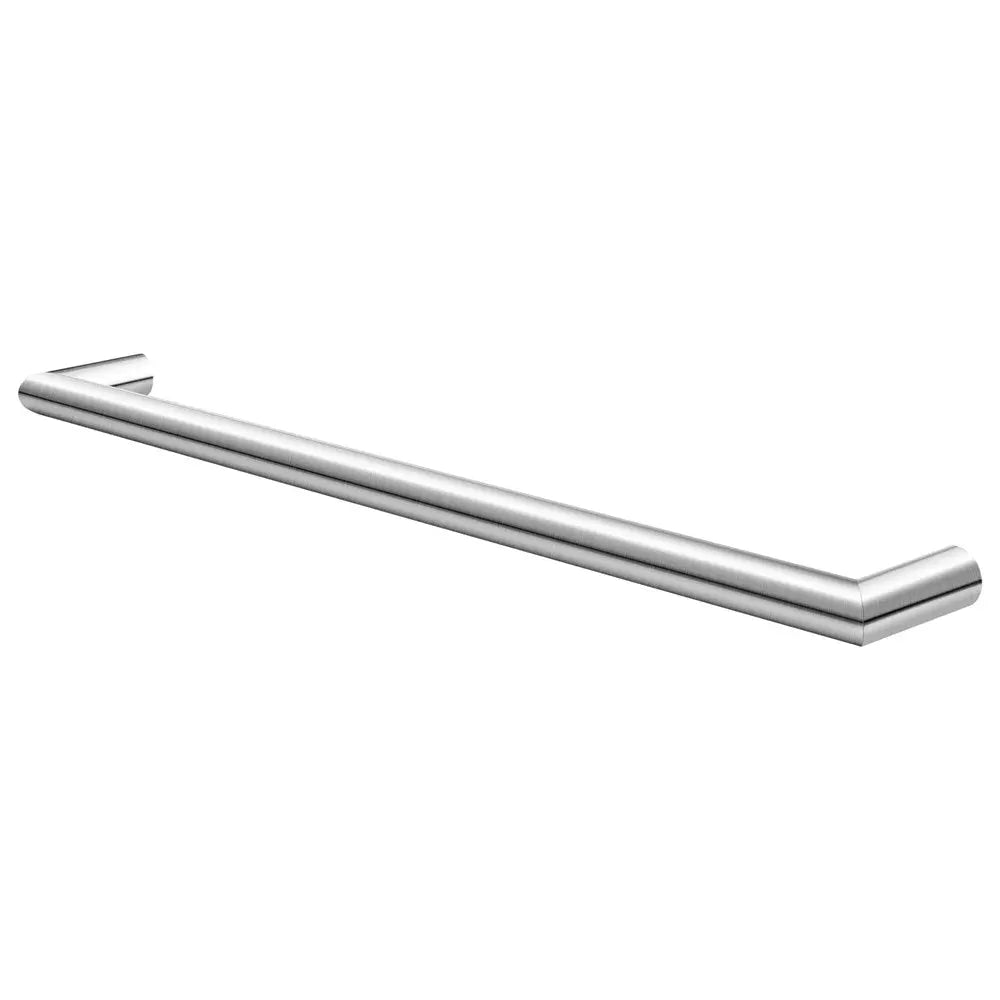 Round Horizontal Brushed Nickel Electric Heated Towel Rack Single Bar Aquaperla