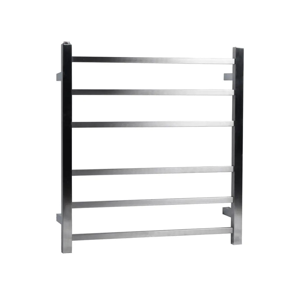 Brushed Nickel Heated Towel Rack 6 Bars Aquaperla