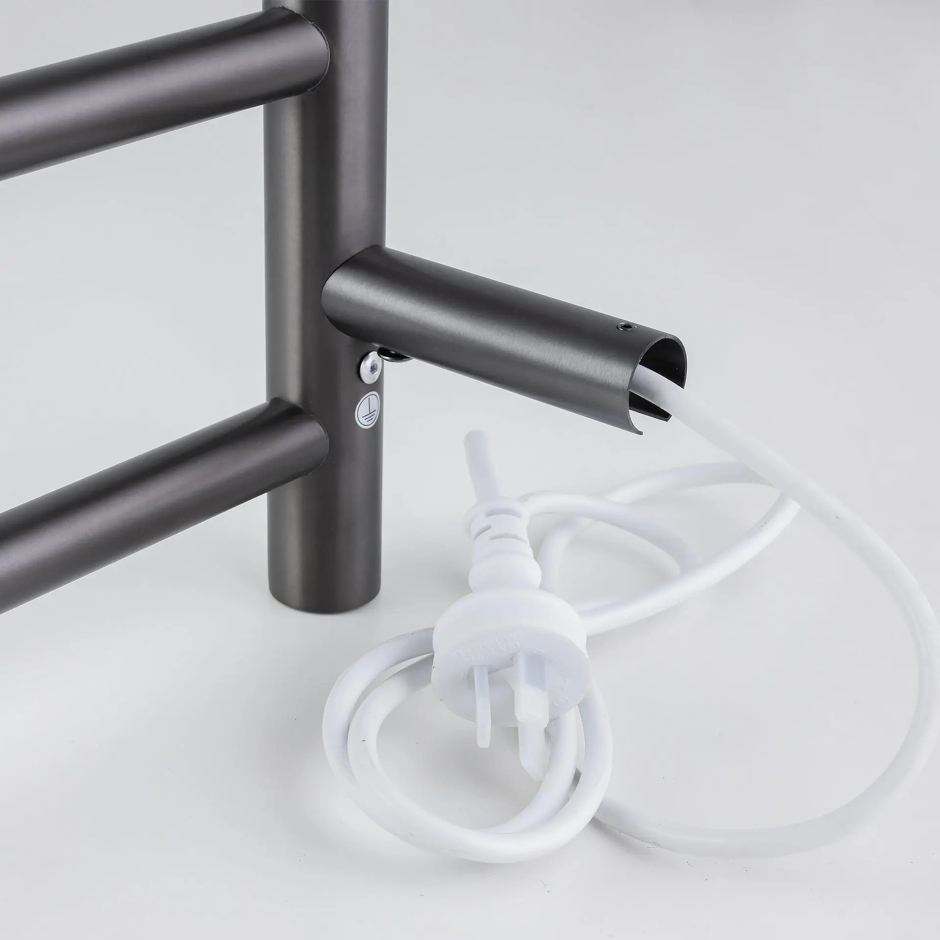 Brushed Gunmetal Heated Towel Rack 4 Bars Aquaperla