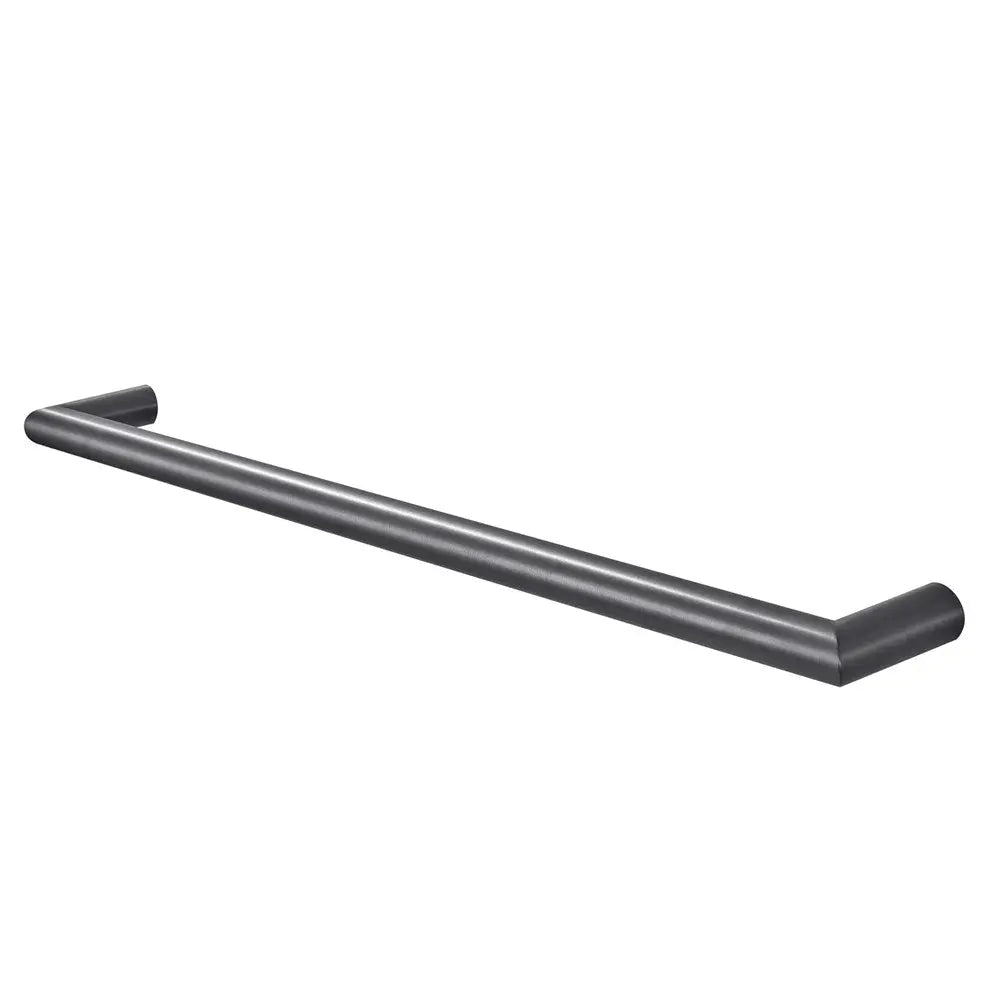 Round Horizontal Brushed Gun Metal Grey Electric Heated Towel Rack Single Bar Aquaperla