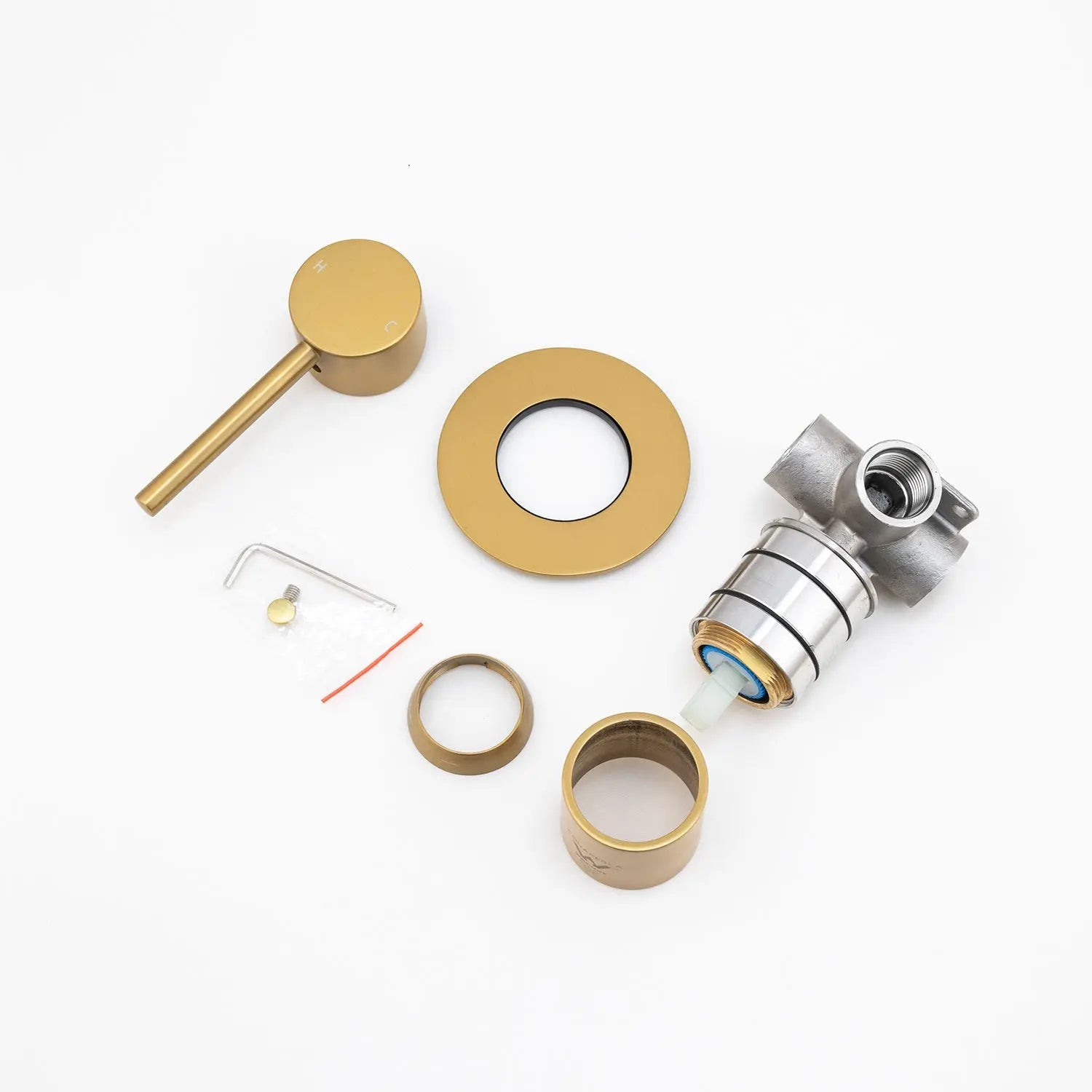 LUCID PIN - Brushed Brass Wall Mixer Aquaperla