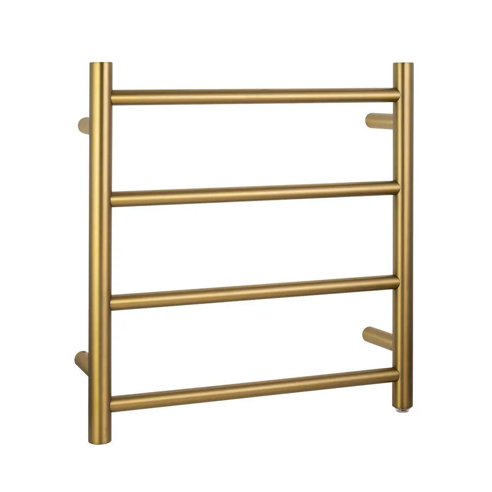 Brushed Brass Heated Towel Rack 4 Bars Aquaperla