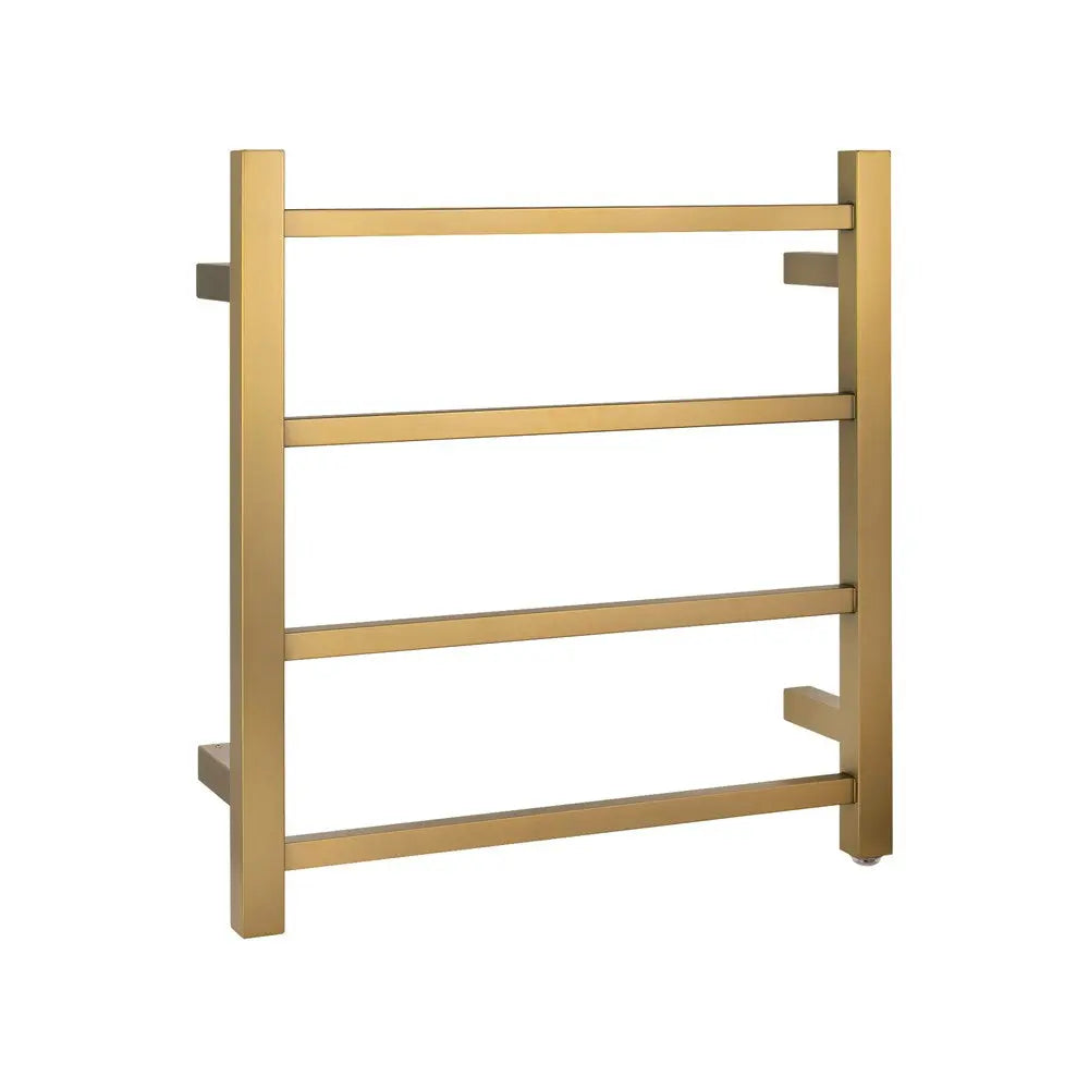 Brushed Brass Heated Towel Rack 4 Bars Aquaperla