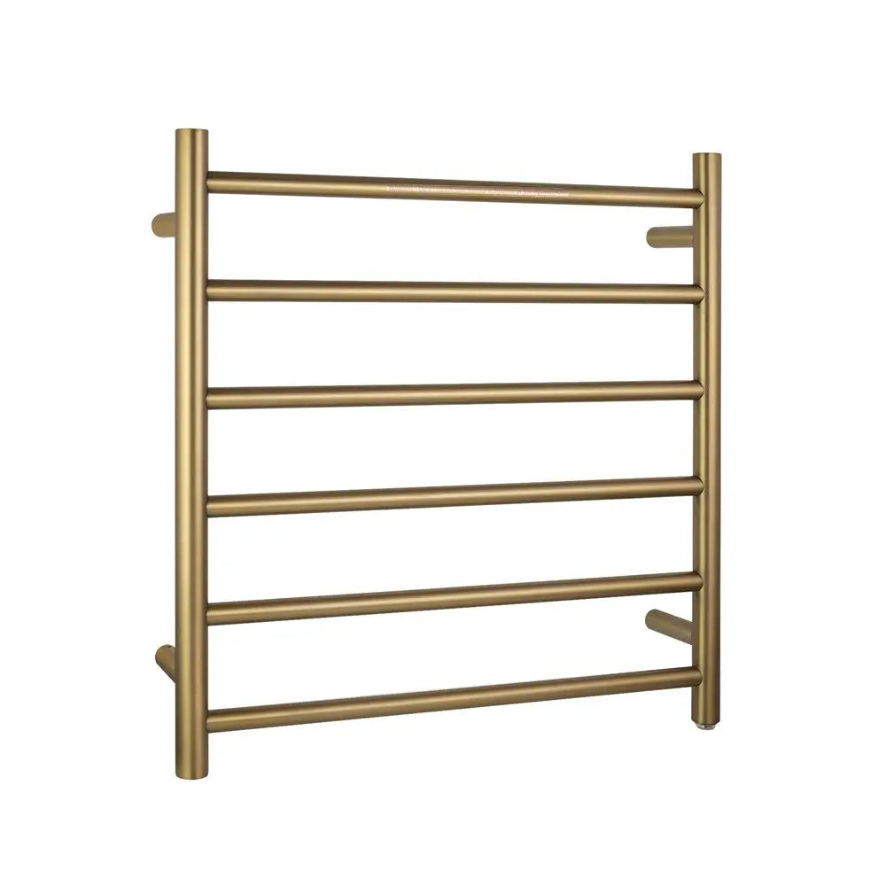 Brushed Brass Heated Towel Rack 6 Bars Aquaperla