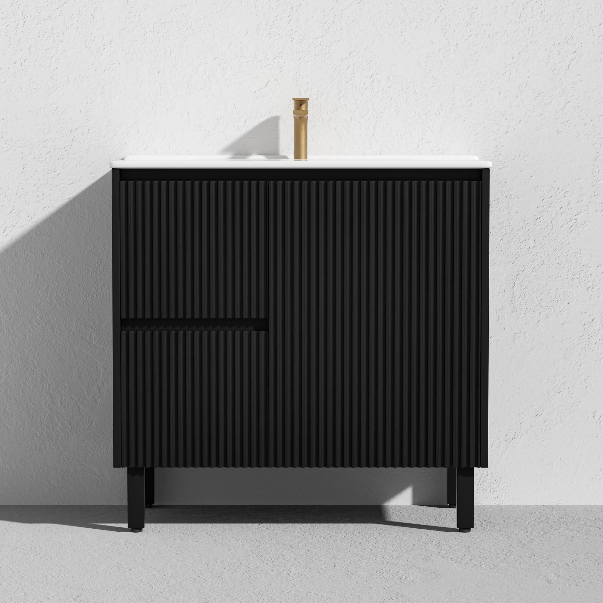 Brighton Freestanding PVC Vanity 900mm (Matte Black) Poseidon