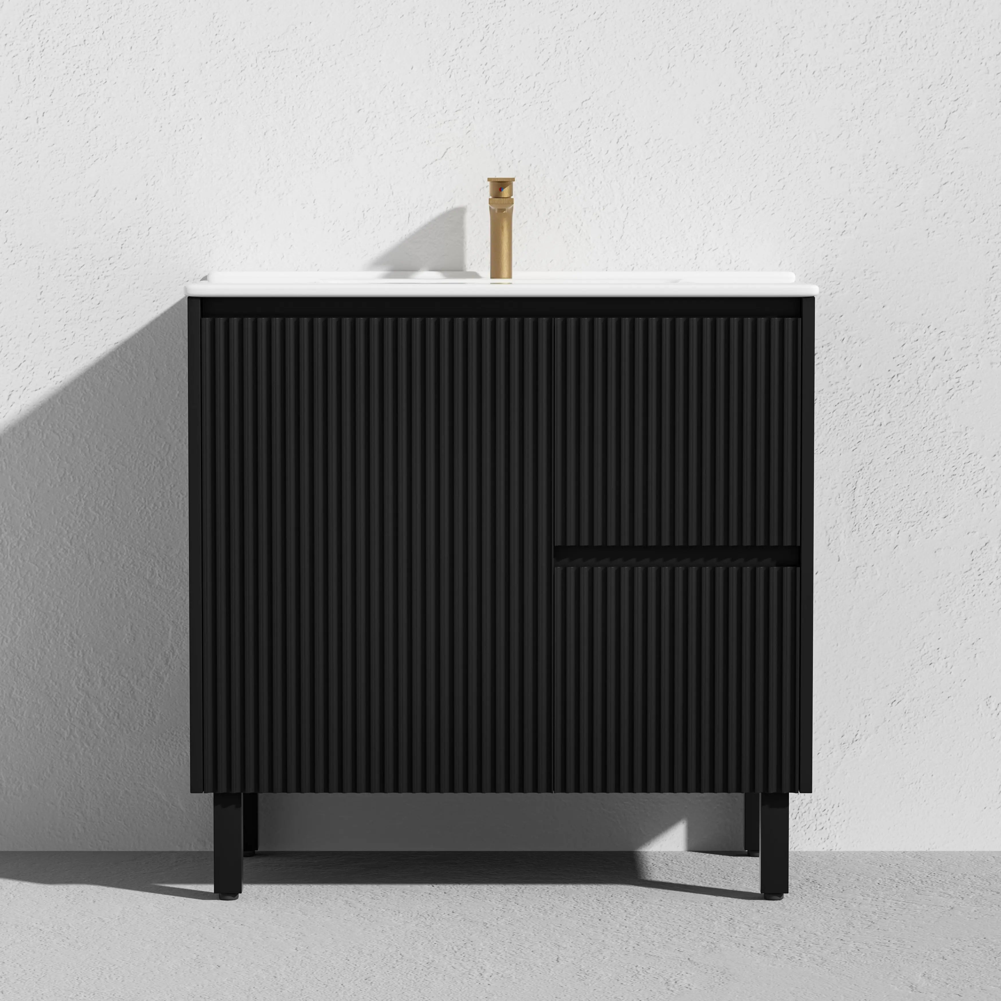 Brighton Freestanding PVC Vanity 900mm (Matte Black) Poseidon