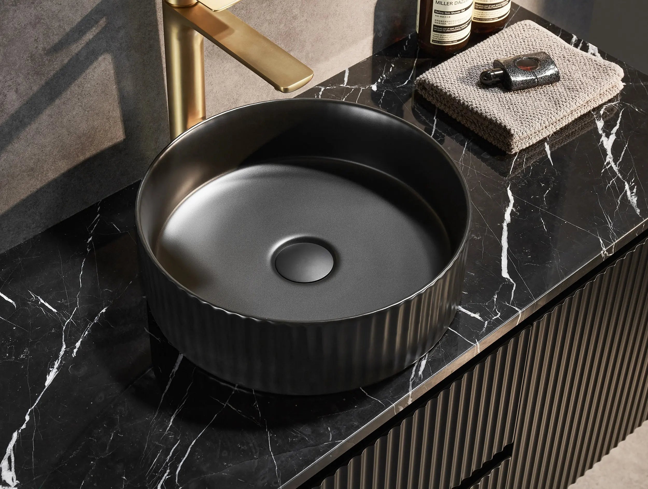 Brindabella Wall Hung Vanity (Middle Drawer) 1200mm (Single/Double Bowl) (Matte Black) Poseidon