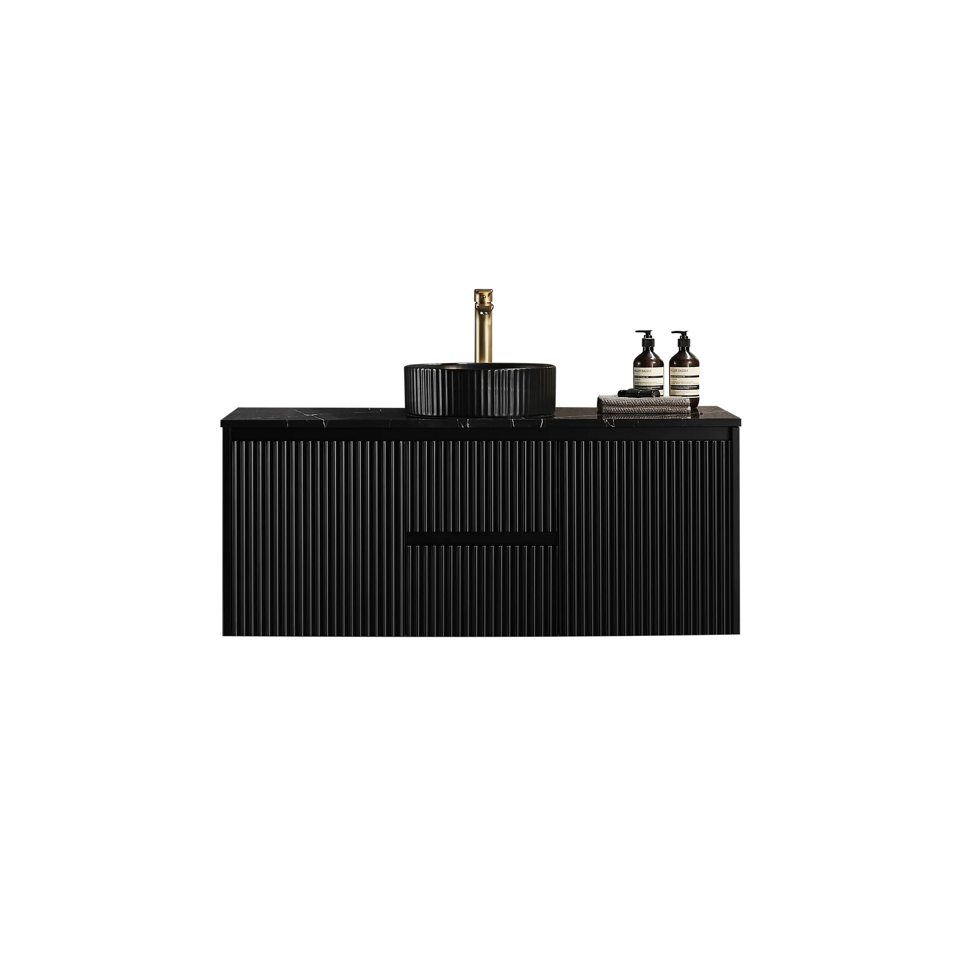 Brindabella Wall Hung Vanity (Middle Drawer) 1200mm (Single/Double Bowl) (Matte Black) Poseidon