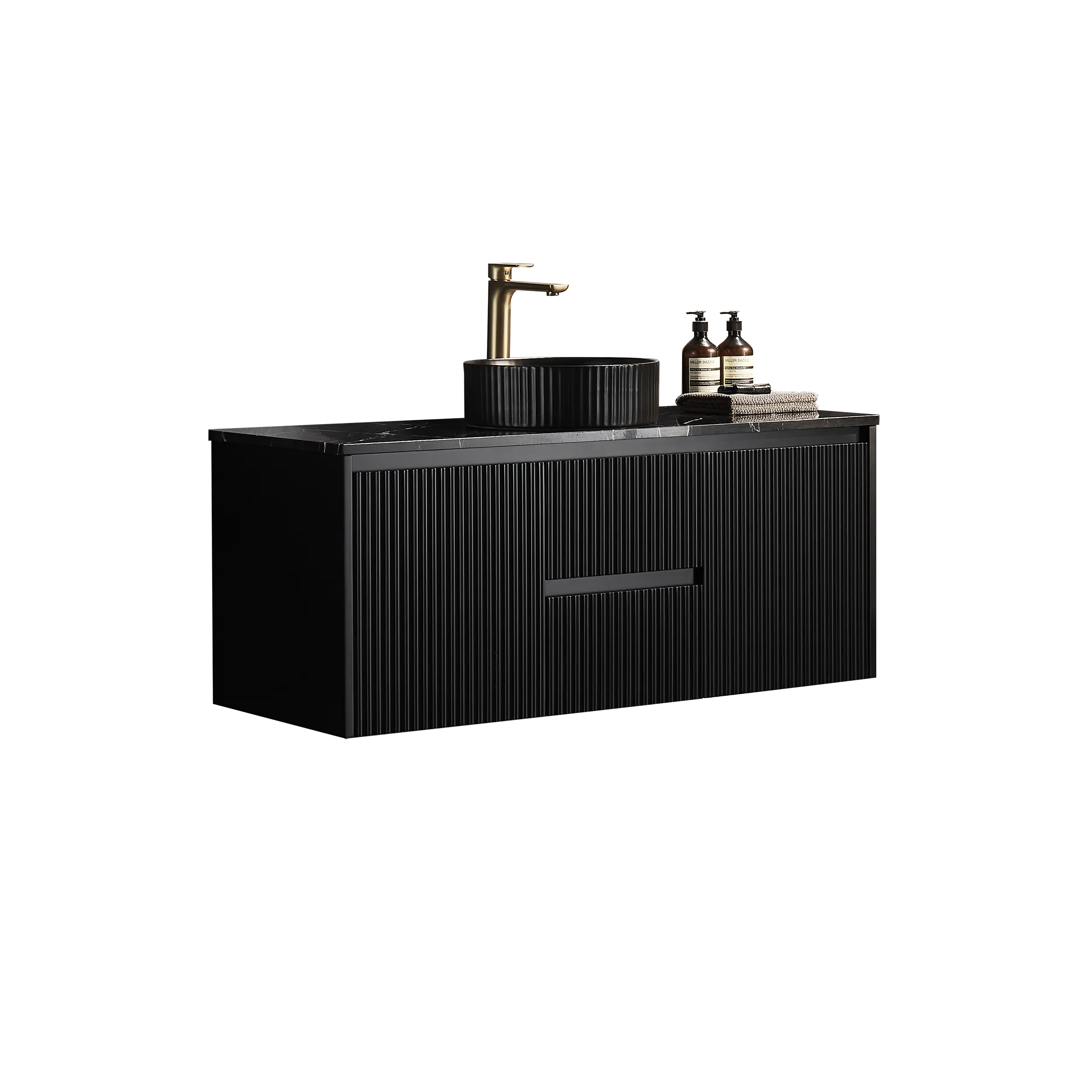 Brindabella Wall Hung Vanity (Middle Drawer) 1200mm (Single/Double Bowl) (Matte Black) Poseidon