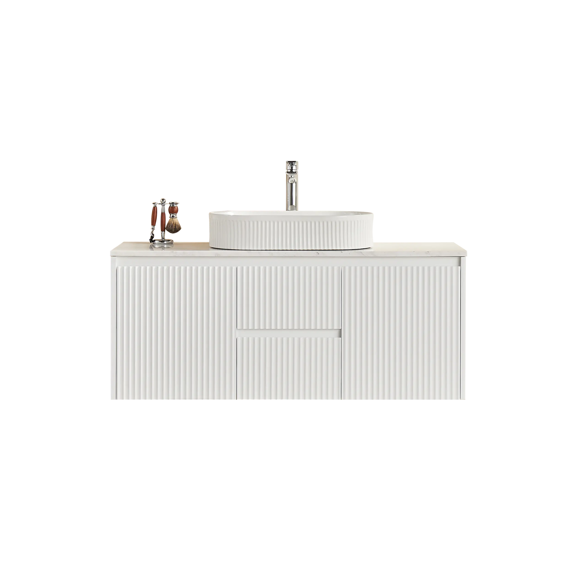 Brindabella Wall Hung PVC Cabinet (Middle Drawer) 1200mm (Single/Double Bowl) (Matte White) Poseidon