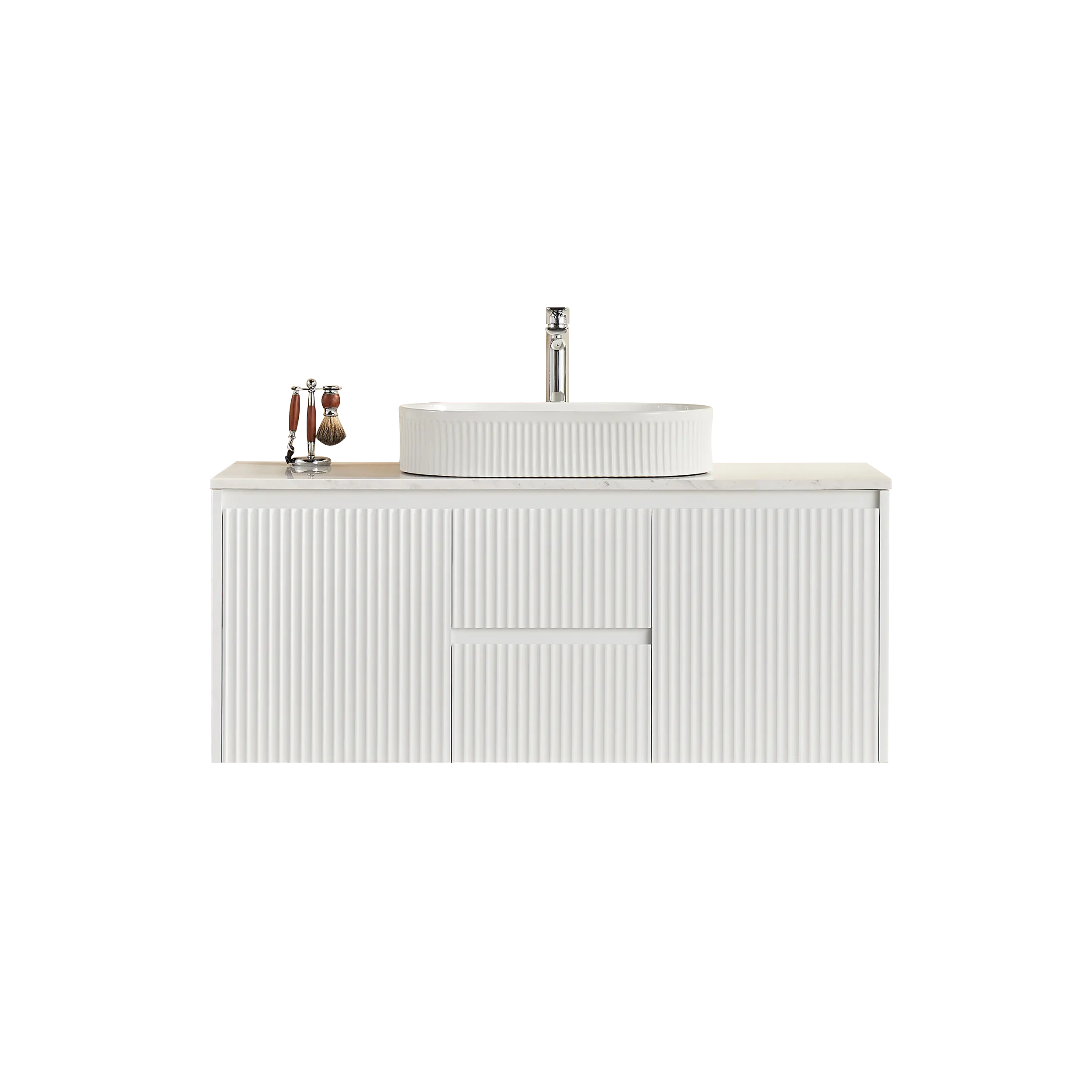 Brindabella Wall Hung PVC Cabinet (Middle Drawer) 1200mm (Single/Double Bowl) (Matte White) Poseidon