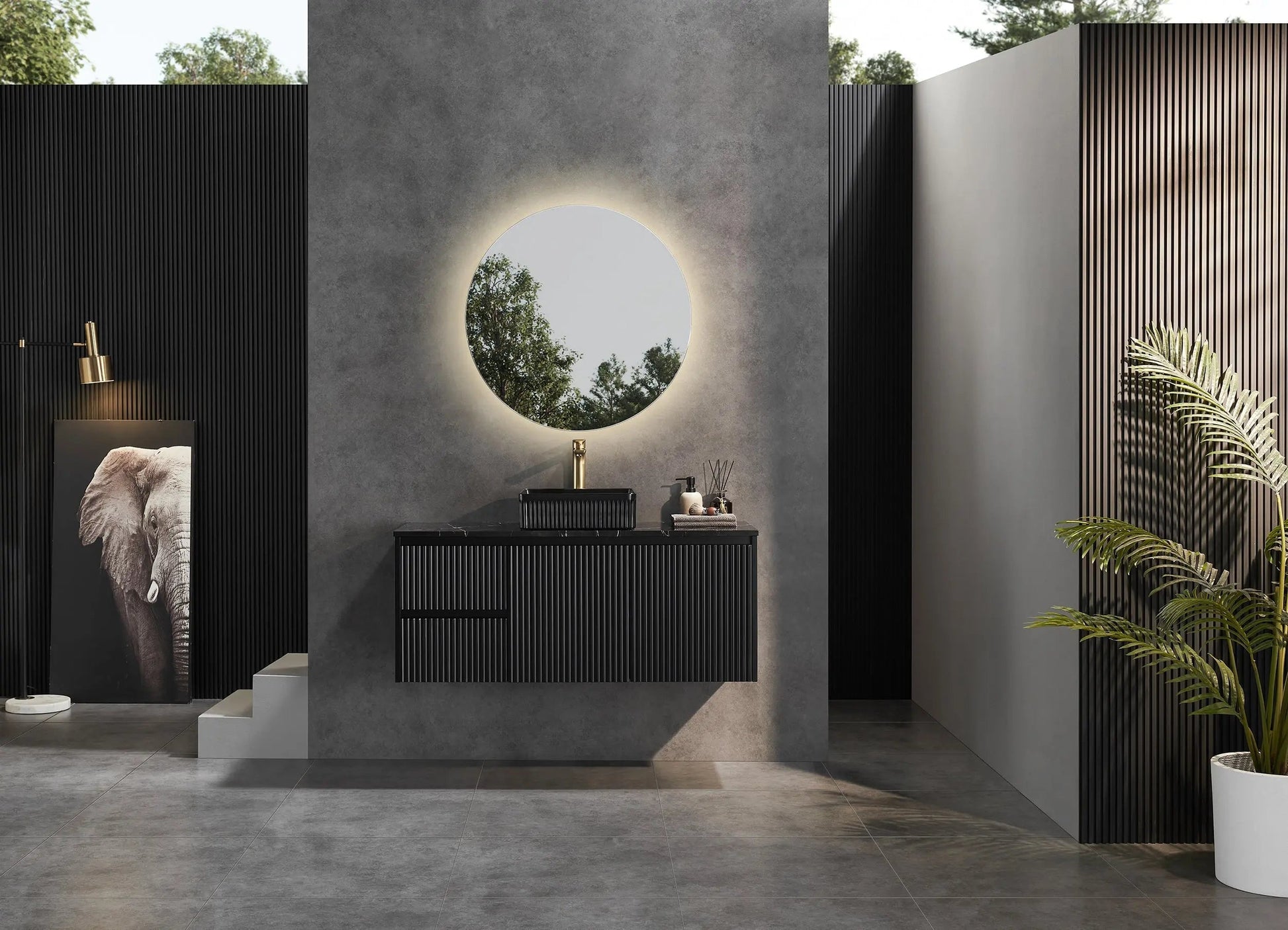 Brindabella Wall Hung PVC Cabinet 1200mm (Single Bowl) (Matte Black) Poseidon