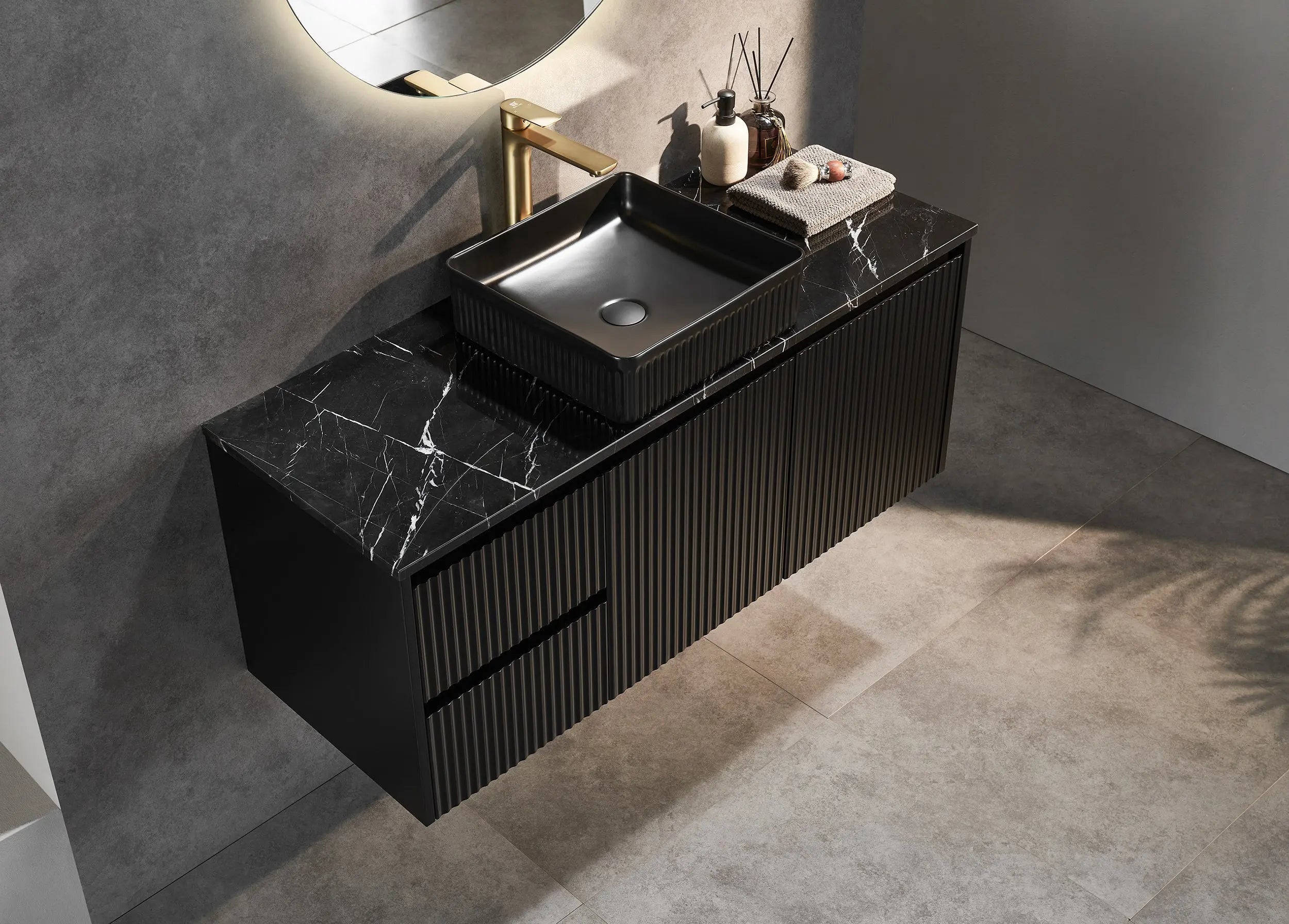 Brindabella Wall Hung PVC Cabinet 1200mm (Single Bowl) (Matte Black) Poseidon