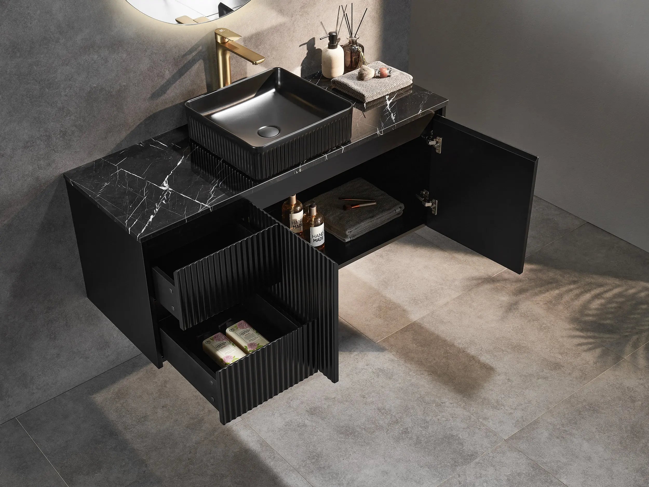 Brindabella Wall Hung PVC Cabinet 1200mm (Single Bowl) (Matte Black) Poseidon