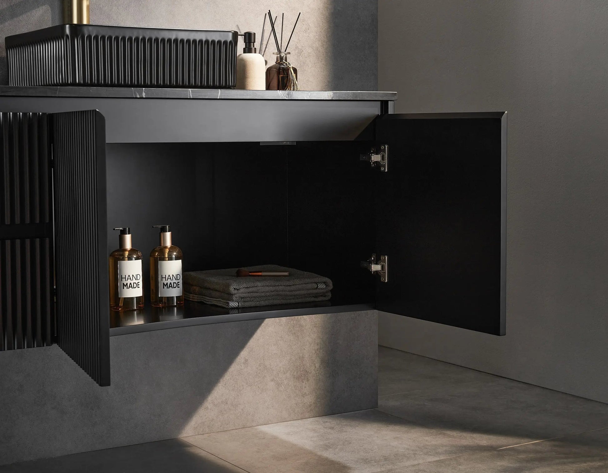 Brindabella Wall Hung PVC Cabinet 1200mm (Single Bowl) (Matte Black) Poseidon