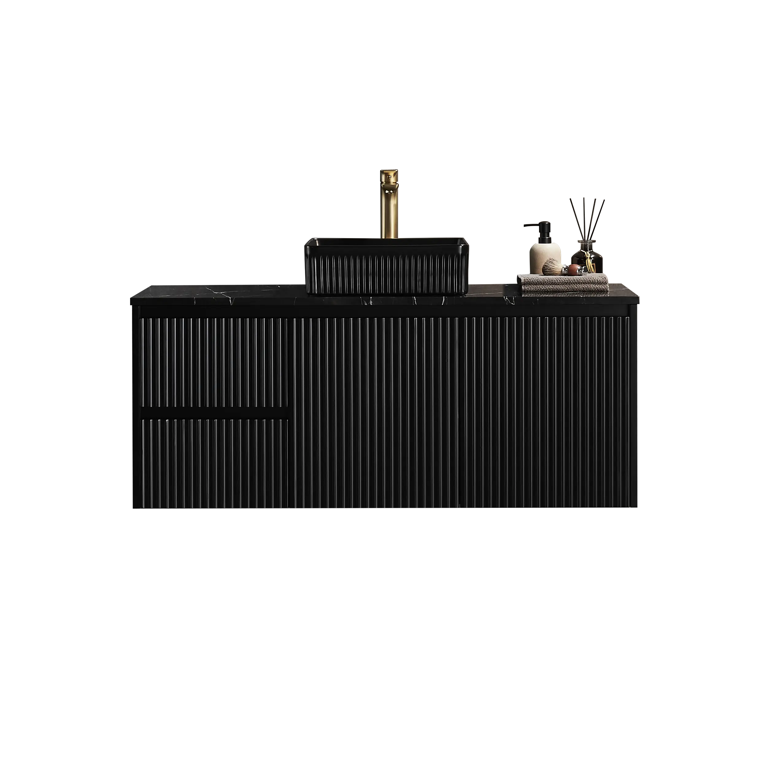 Brindabella Wall Hung PVC Cabinet 1200mm (Single Bowl) (Matte Black) Poseidon