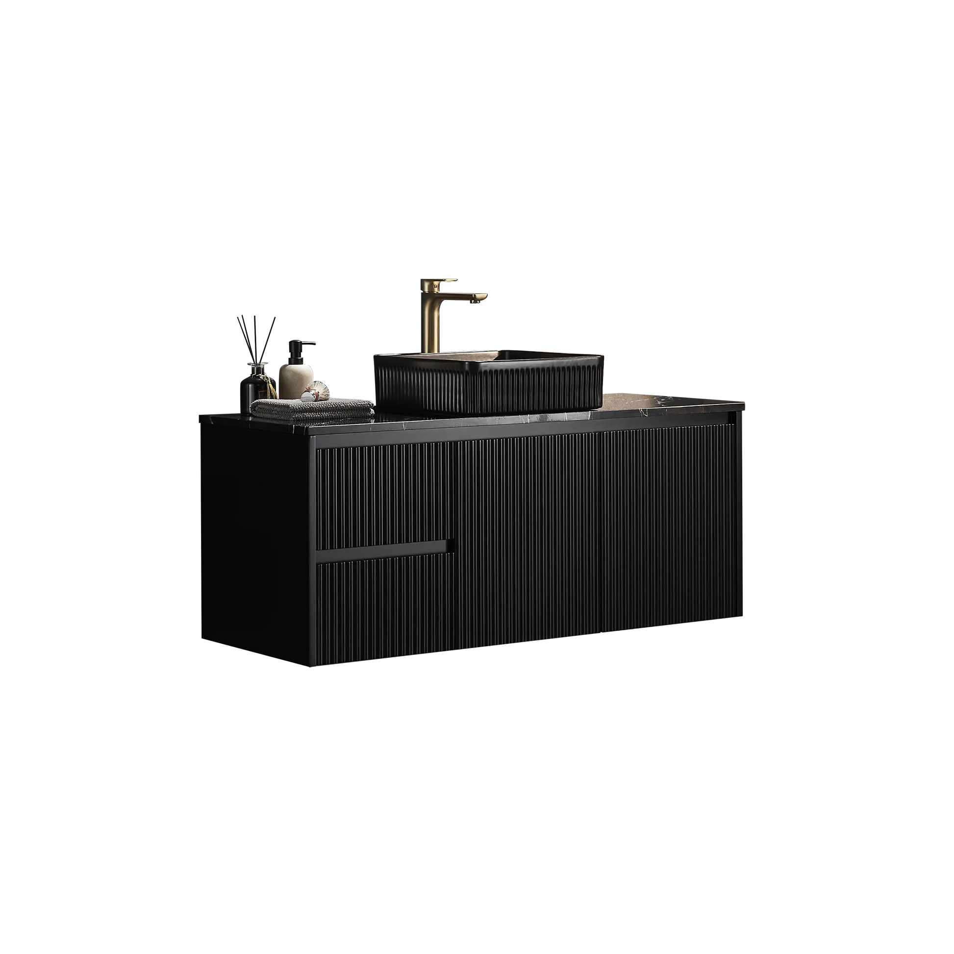 Brindabella Wall Hung PVC Cabinet 1200mm (Single Bowl) (Matte Black) Poseidon