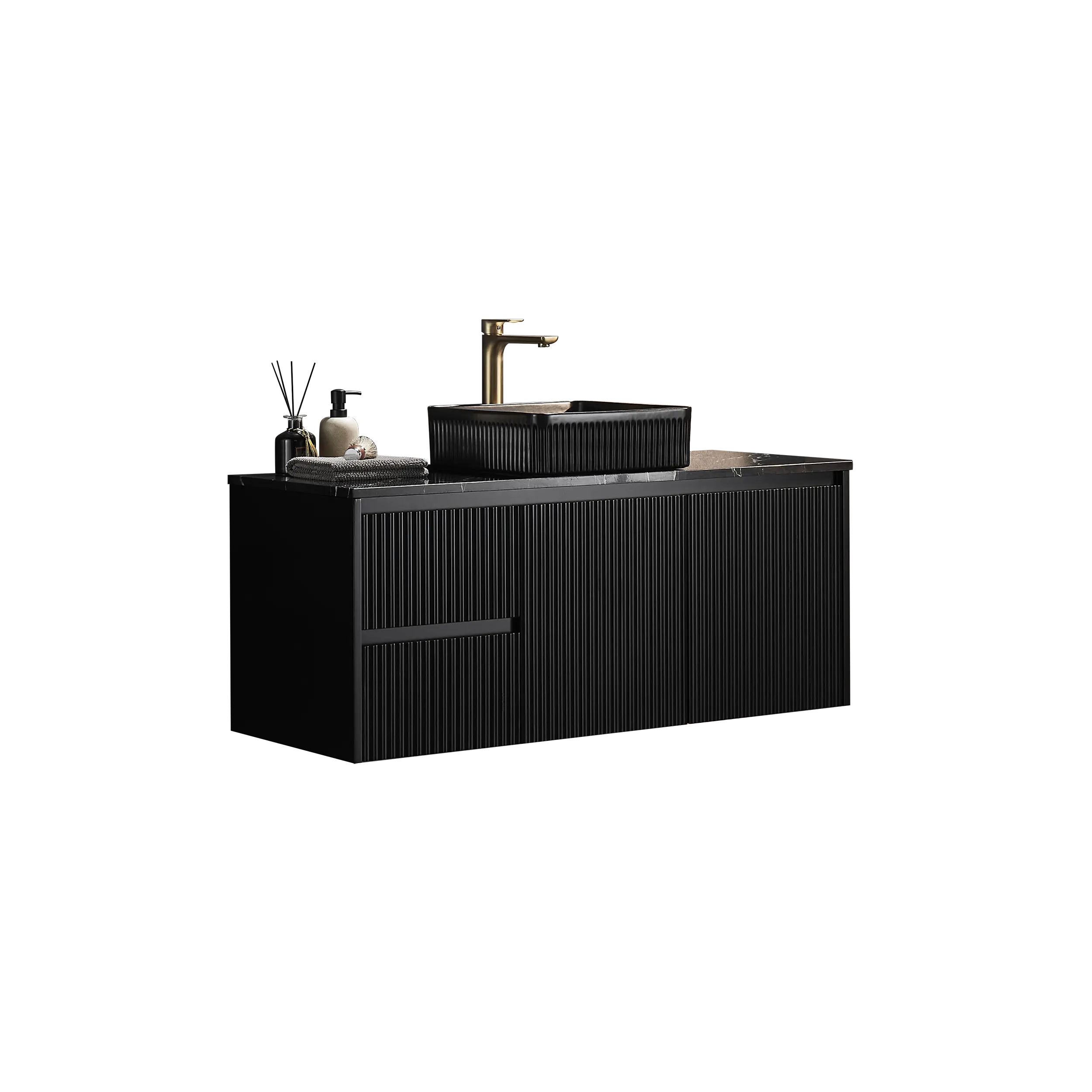 Brindabella Wall Hung PVC Cabinet 1200mm (Single Bowl) (Matte Black) Poseidon