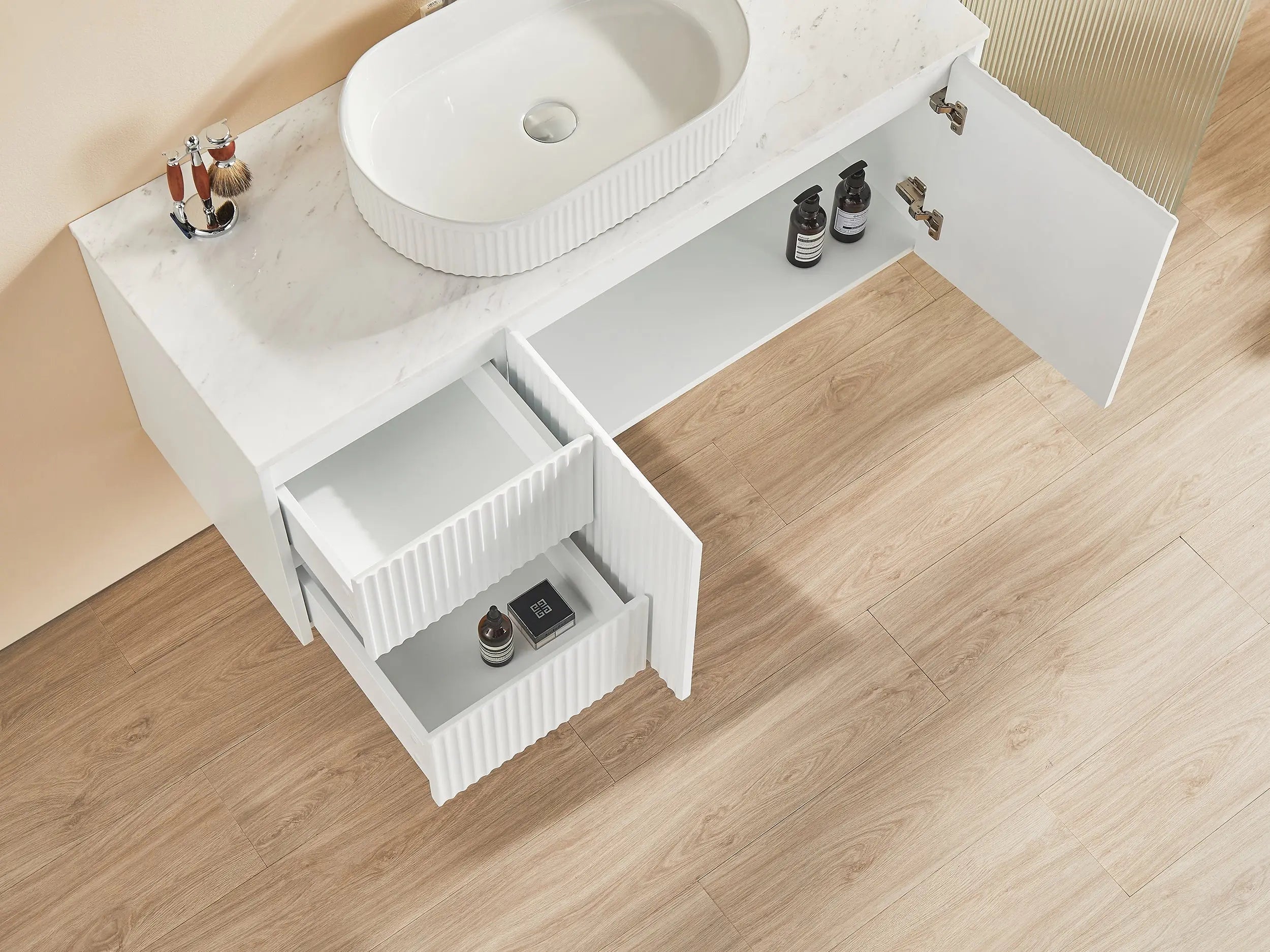 Brindabella Wall Hung PVC Cabinet 1200mm (Single Bowl) (Matte White) Poseidon