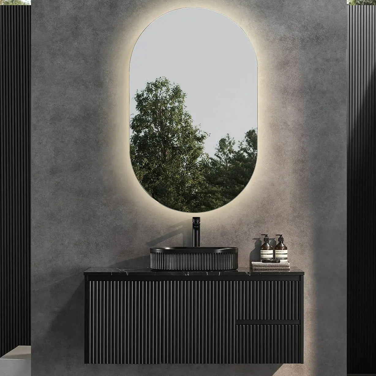 Brindabella Wall Hung PVC Cabinet 1200mm (Single Bowl) (Matte Black) Poseidon