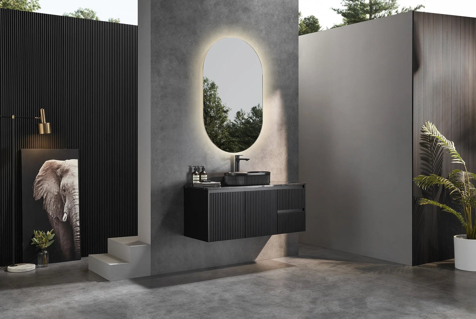 Brindabella Wall Hung PVC Cabinet 1200mm (Single Bowl) (Matte Black) Poseidon