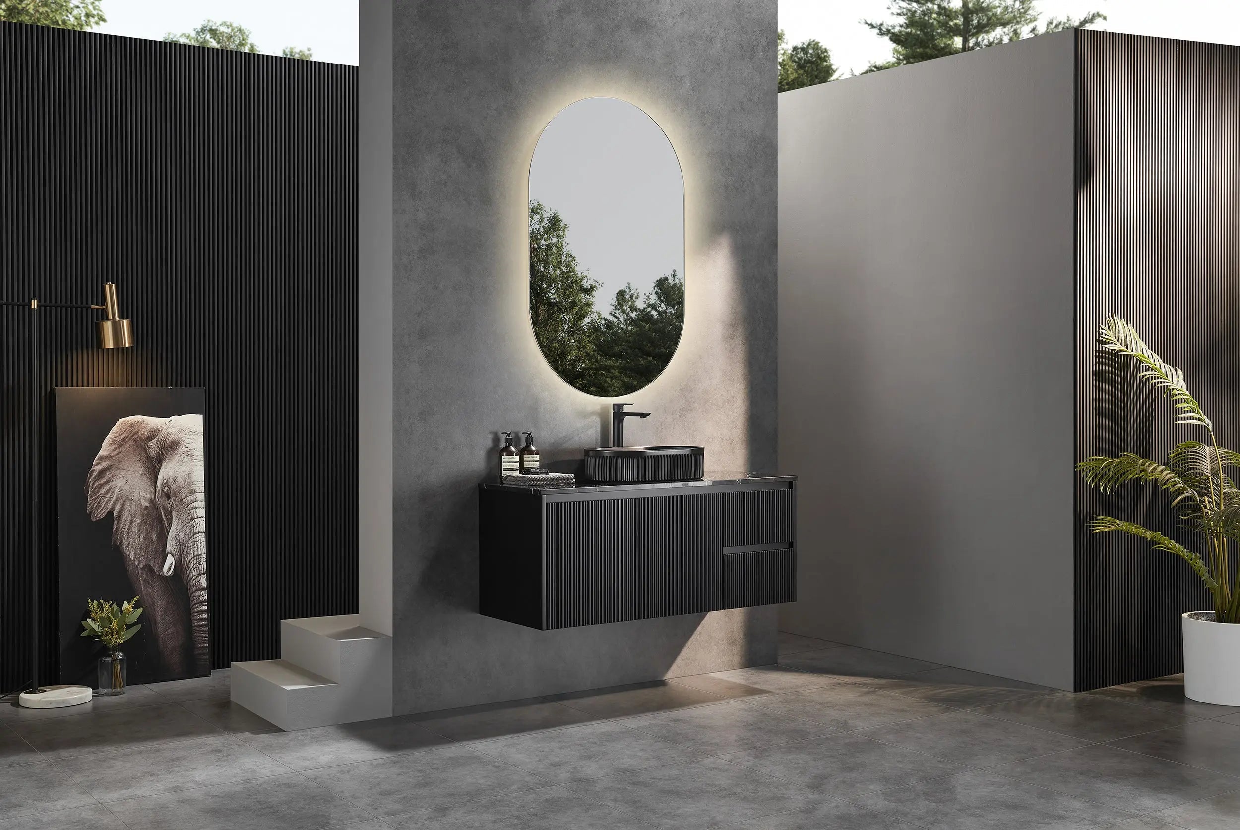 Brindabella Wall Hung PVC Cabinet 1200mm (Single Bowl) (Matte Black) Poseidon