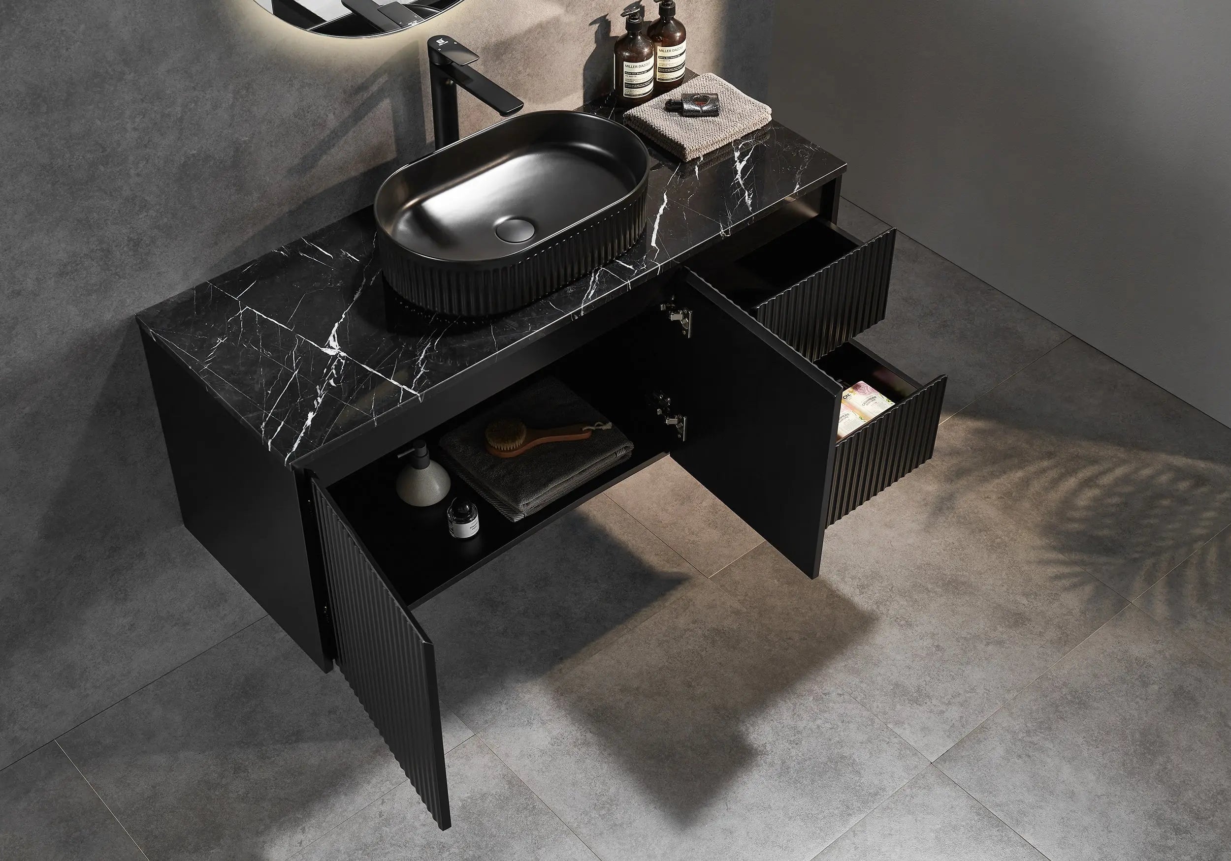 Brindabella Wall Hung PVC Cabinet 1200mm (Single Bowl) (Matte Black) Poseidon