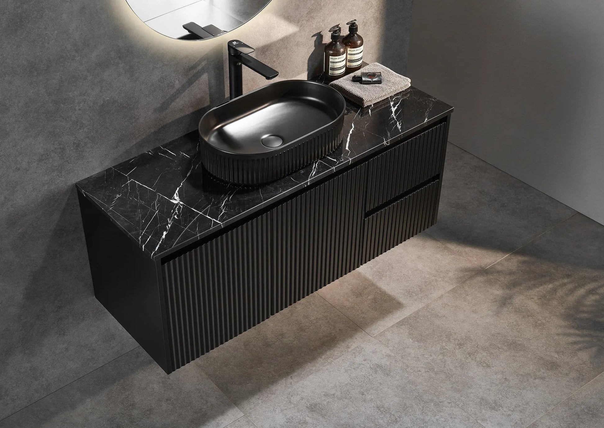 Brindabella Wall Hung PVC Cabinet 1200mm (Single Bowl) (Matte Black) Poseidon