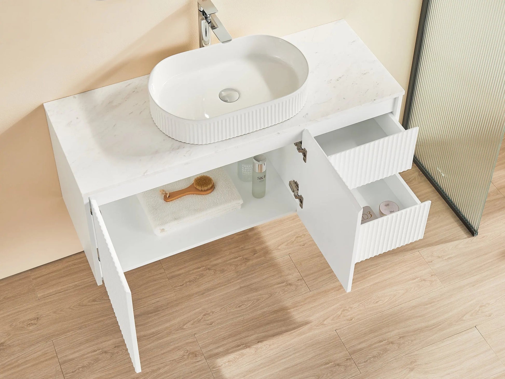 Brindabella Wall Hung PVC Cabinet 1200mm (Single Bowl) (Matte White) Poseidon
